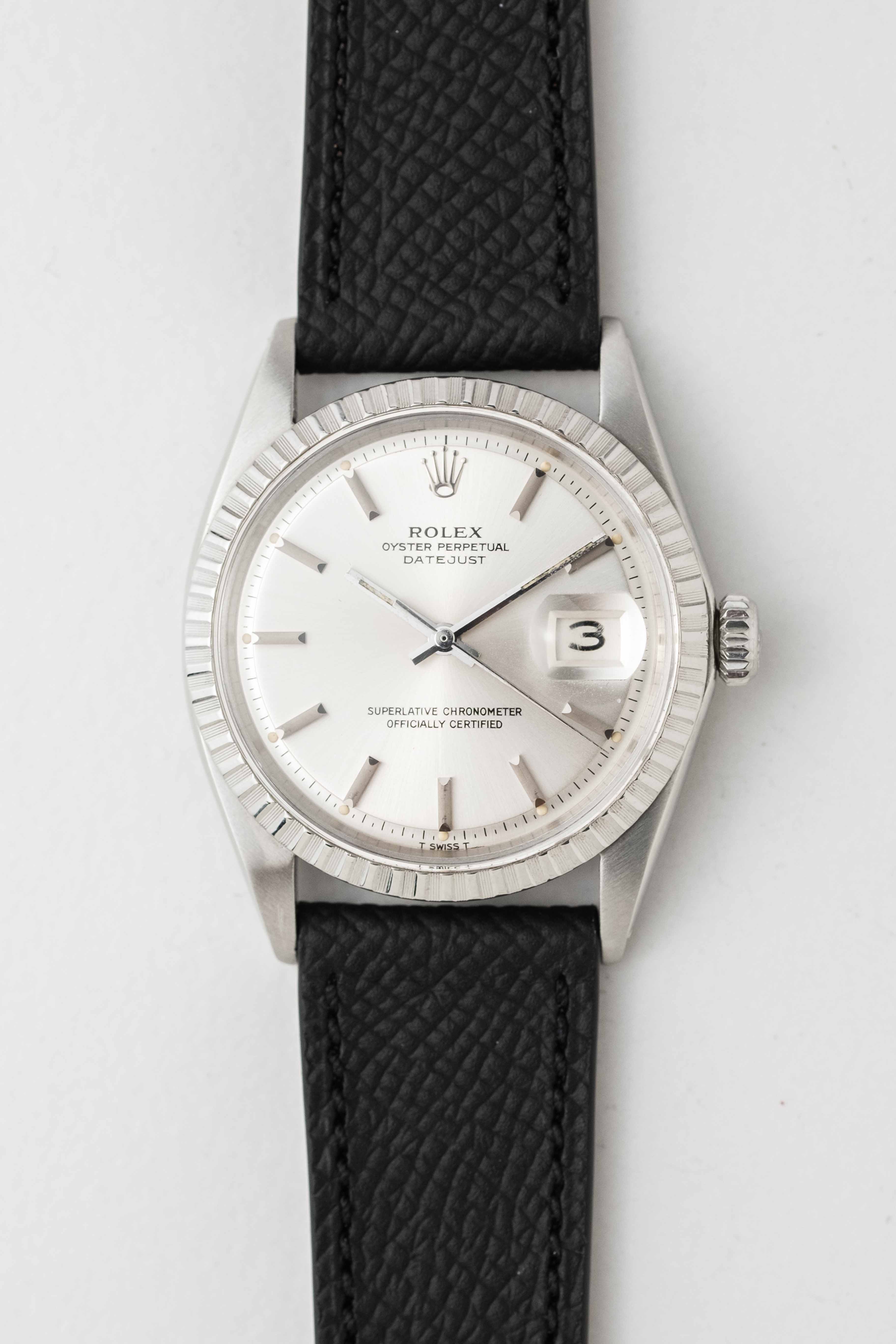 Black Grained Calf Leather Watch Strap