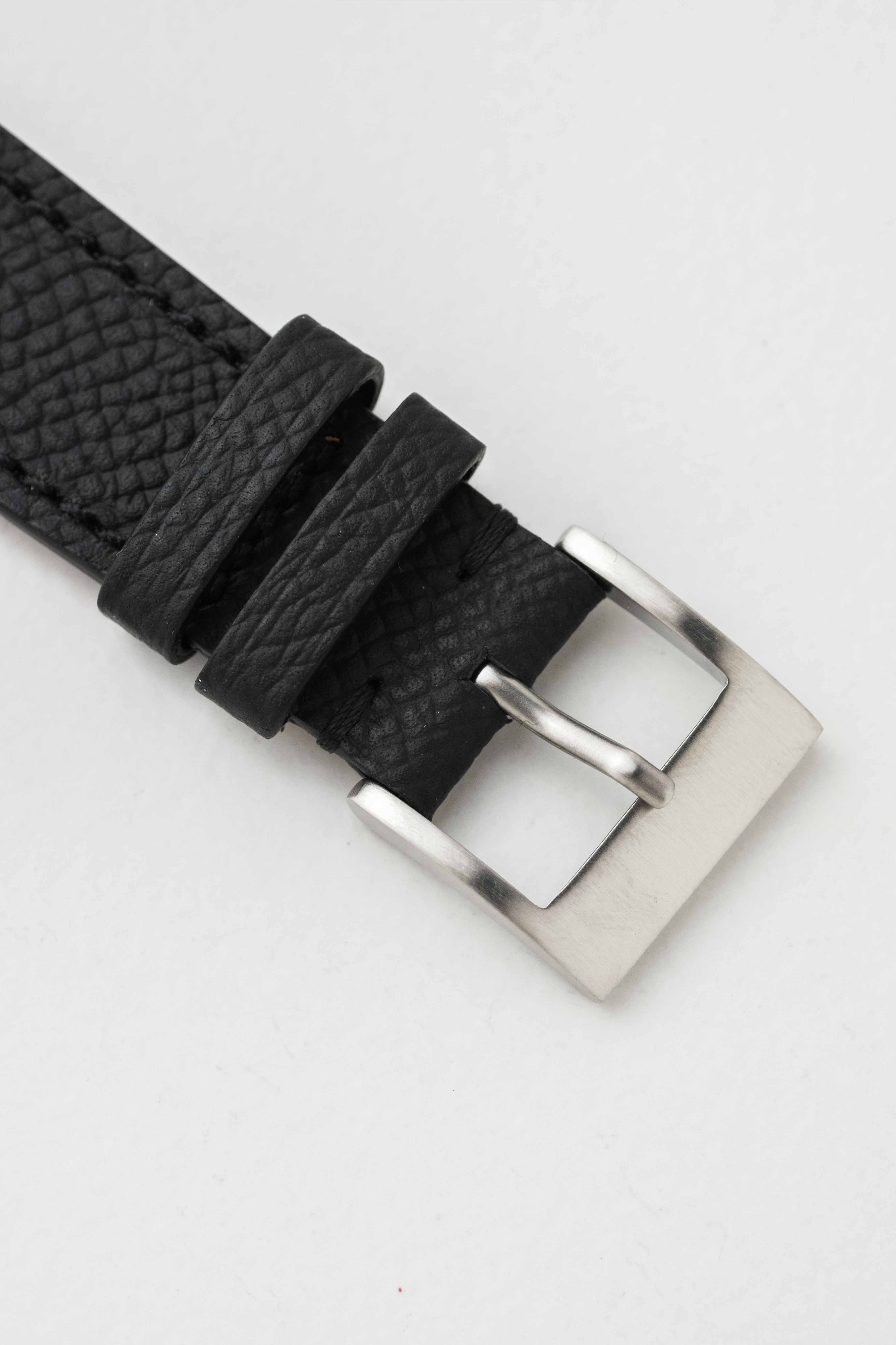 Black Grained Calf Leather Watch Strap