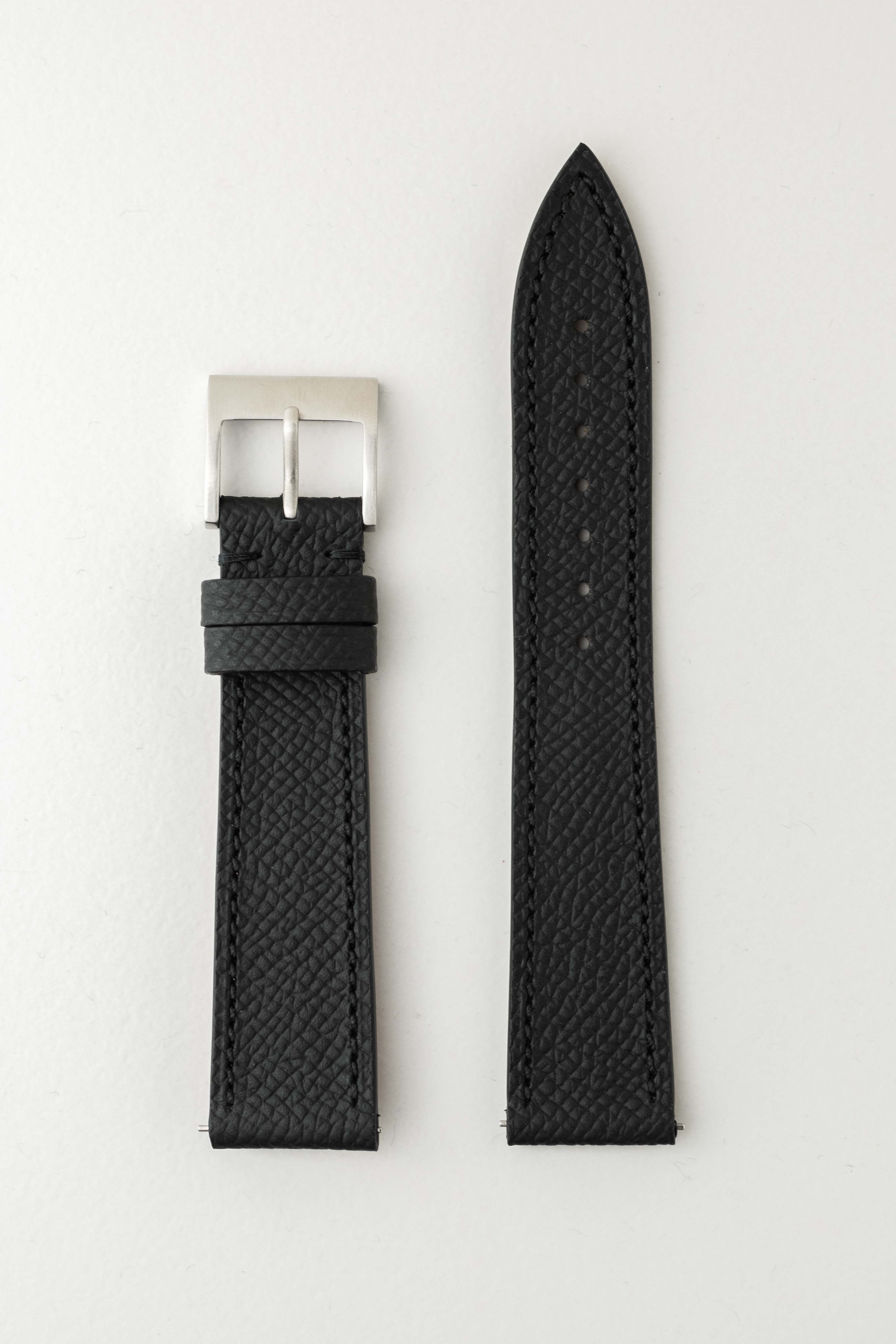 Black Grained Calf Leather Watch Strap