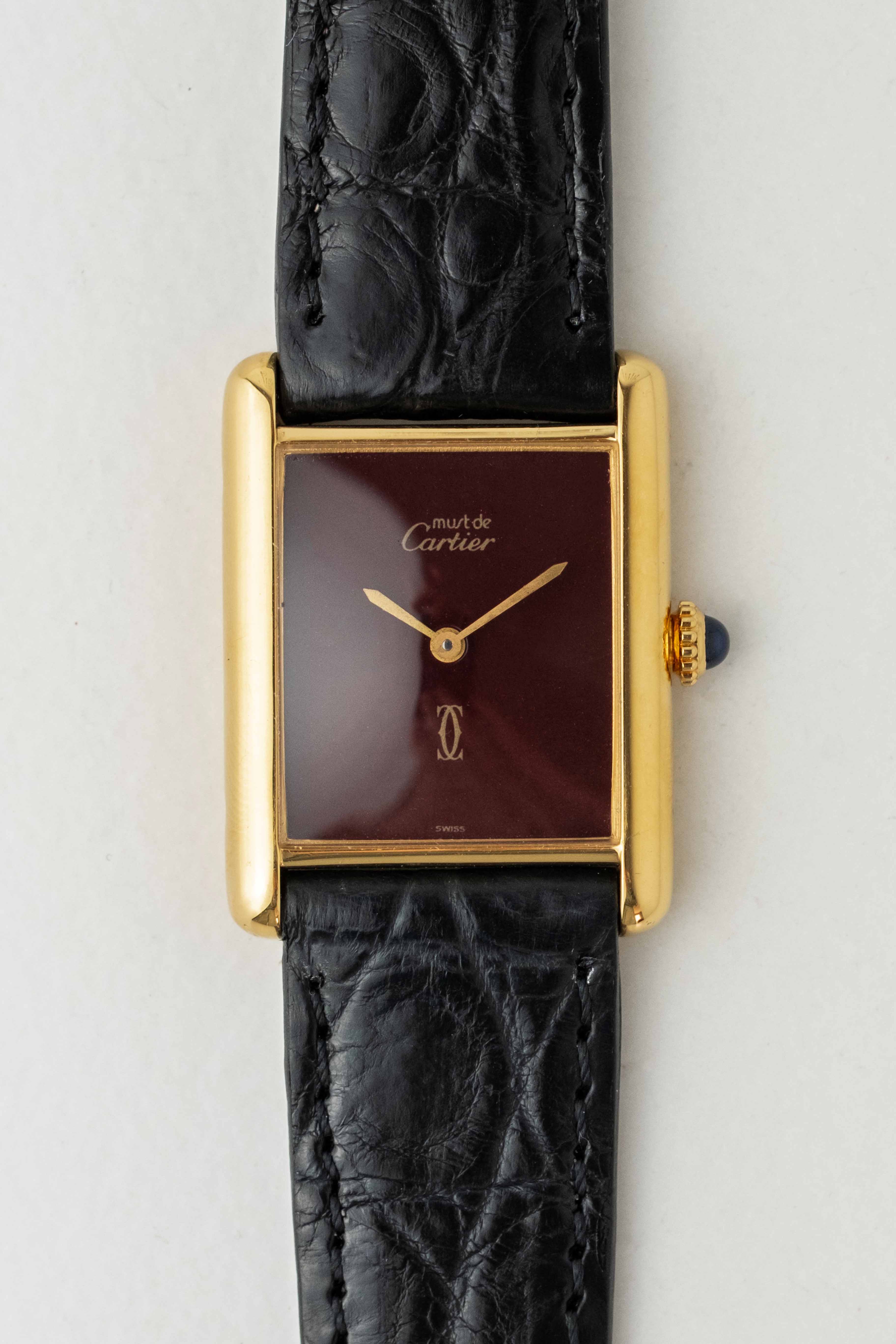 Cartier Tank Must De Cartier ‘Burgundy' Dial 1970’s