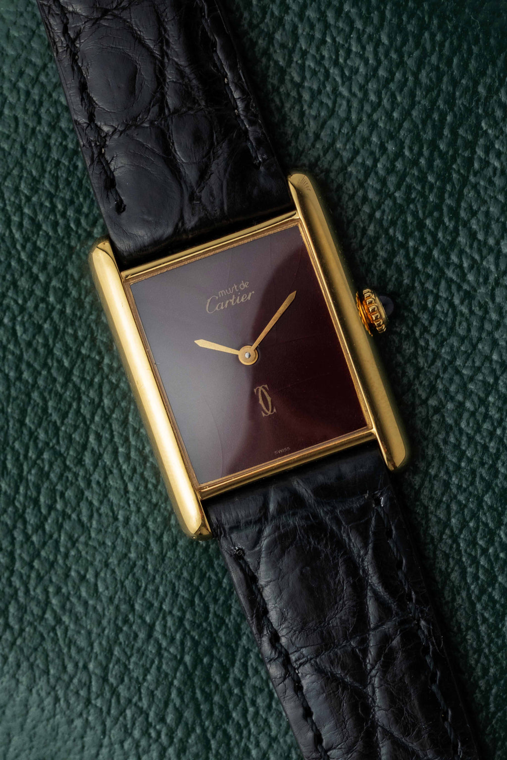 Cartier Tank Must De Cartier Burgundy Dial 1970 s Vintage Pre