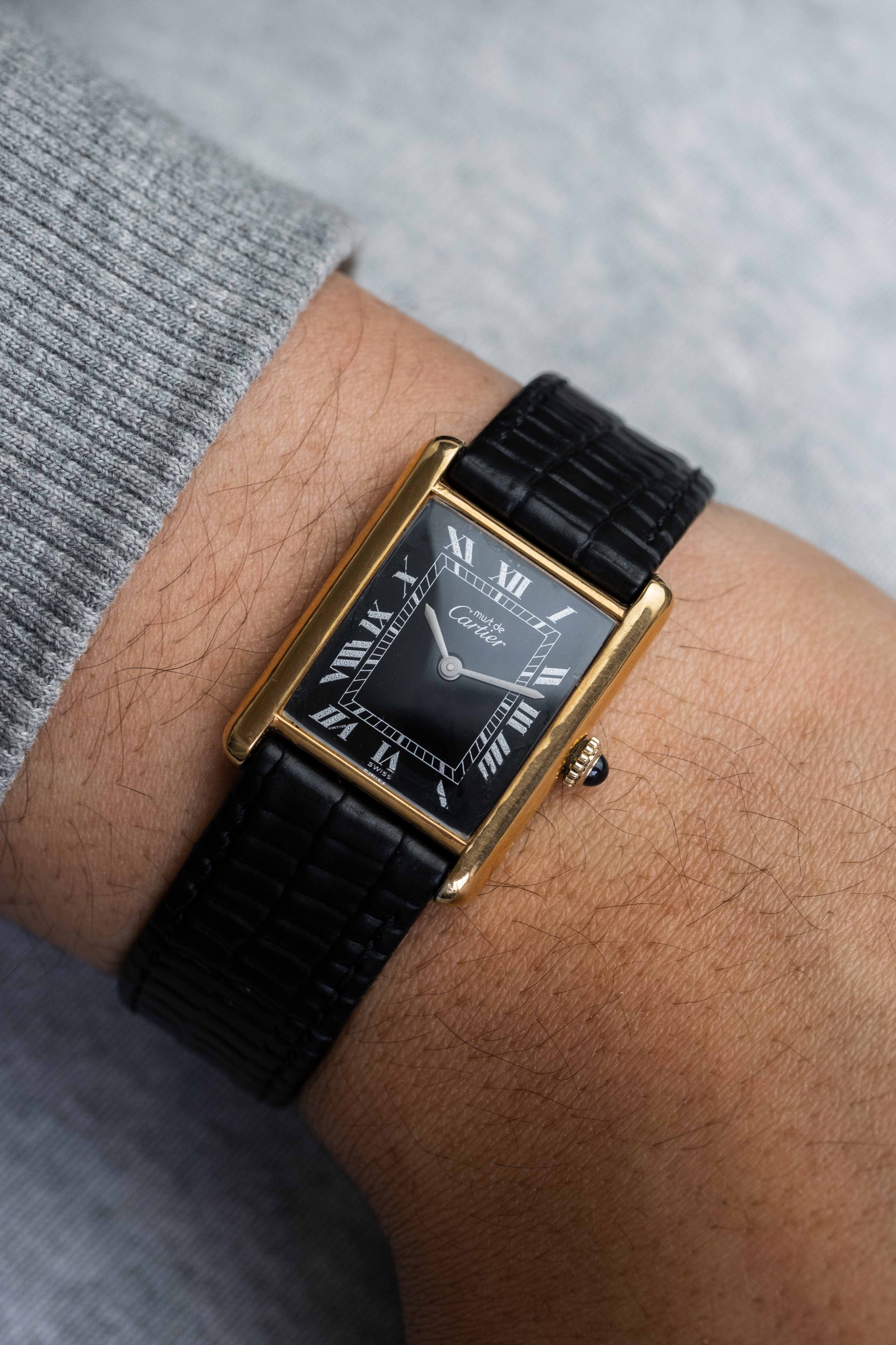Cartier Tank Must De Cartier 'Black Roman' Dial 1970's