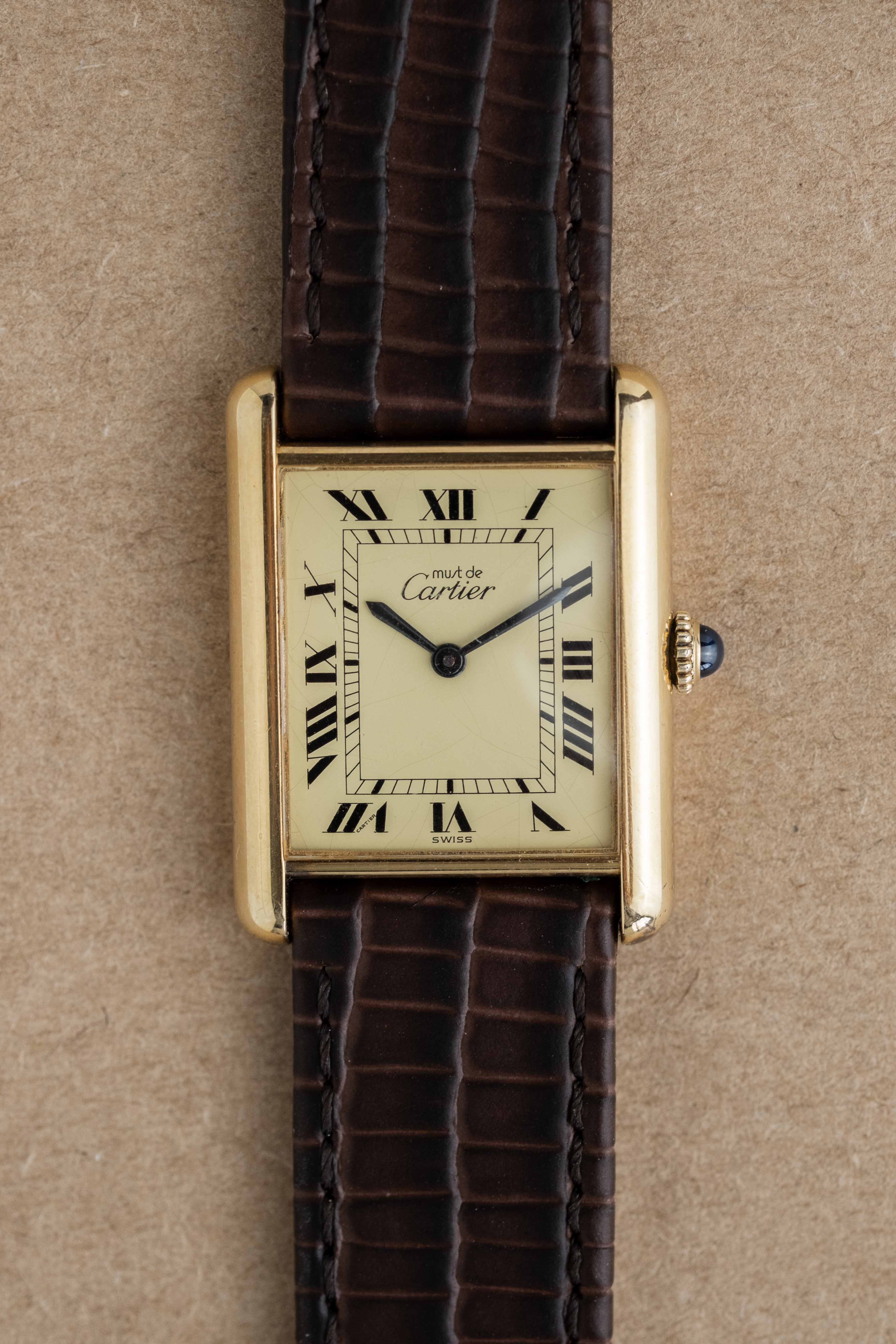 Cartier Tank Must De Cartier 'Lemon Roman' Dial 1970's
