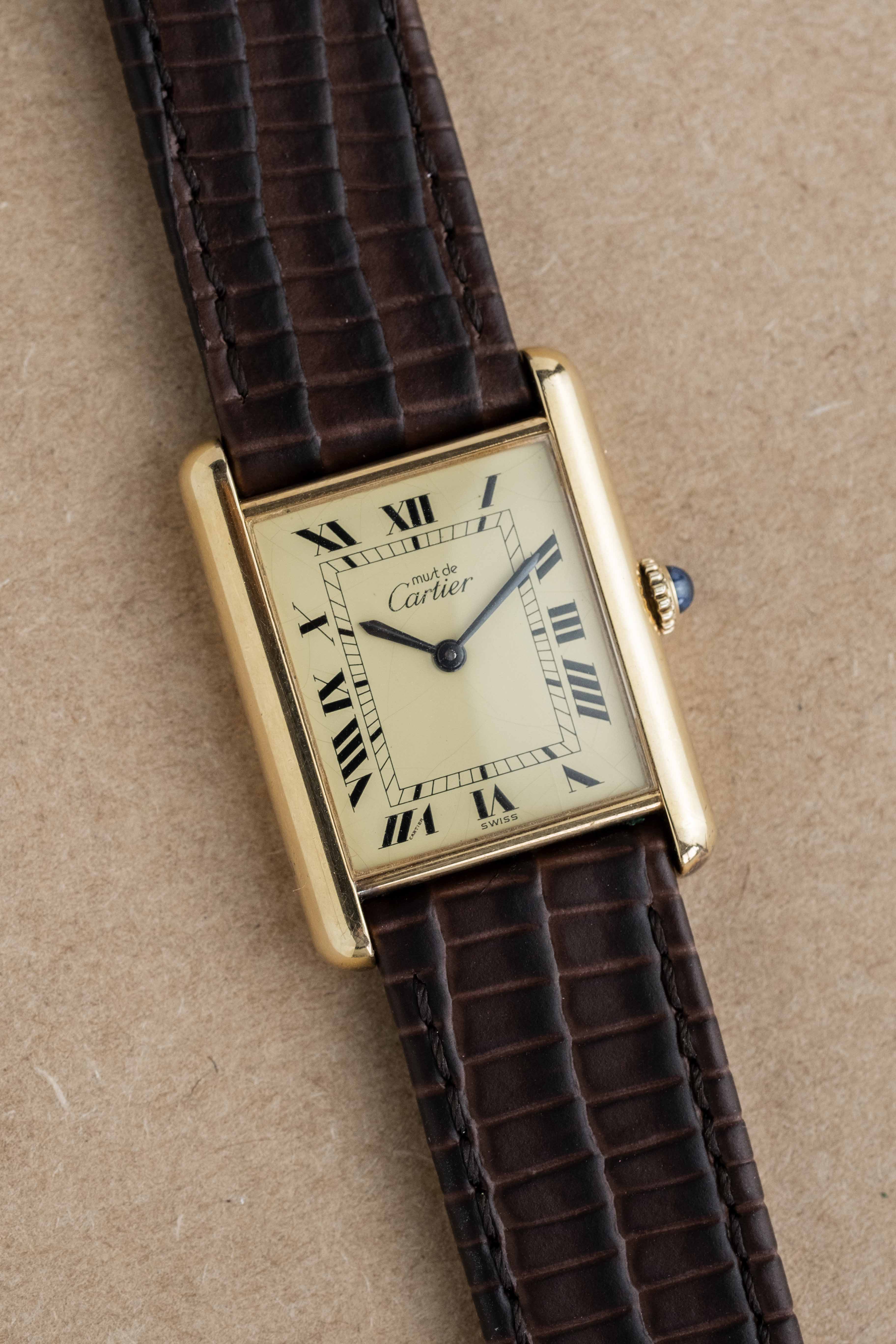 Cartier Tank Must De Cartier 'Lemon Roman' Dial 1970's