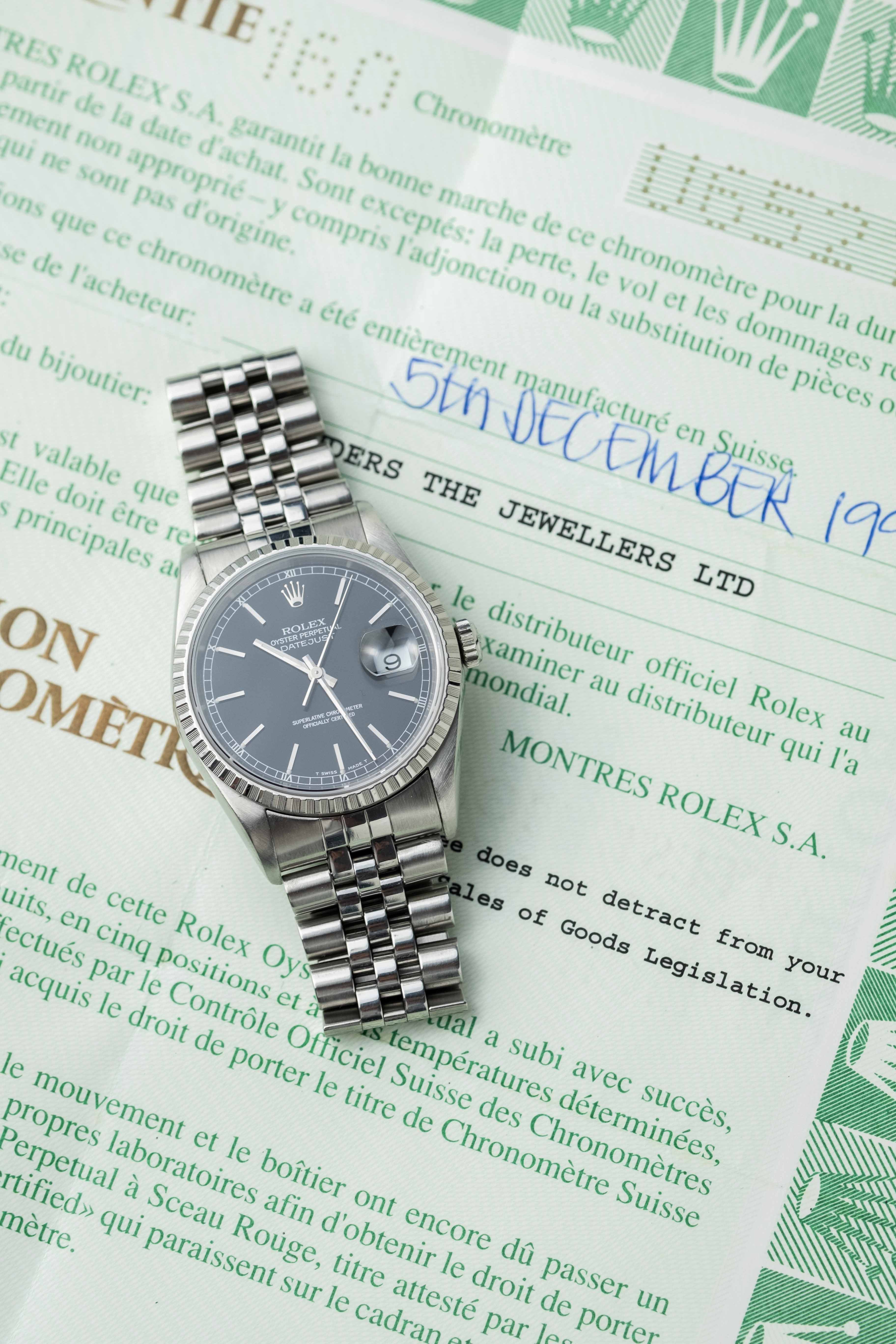 Rolex Datejust Ref. 16220 'Black Track' Dial 1998 w/ Box & Papers