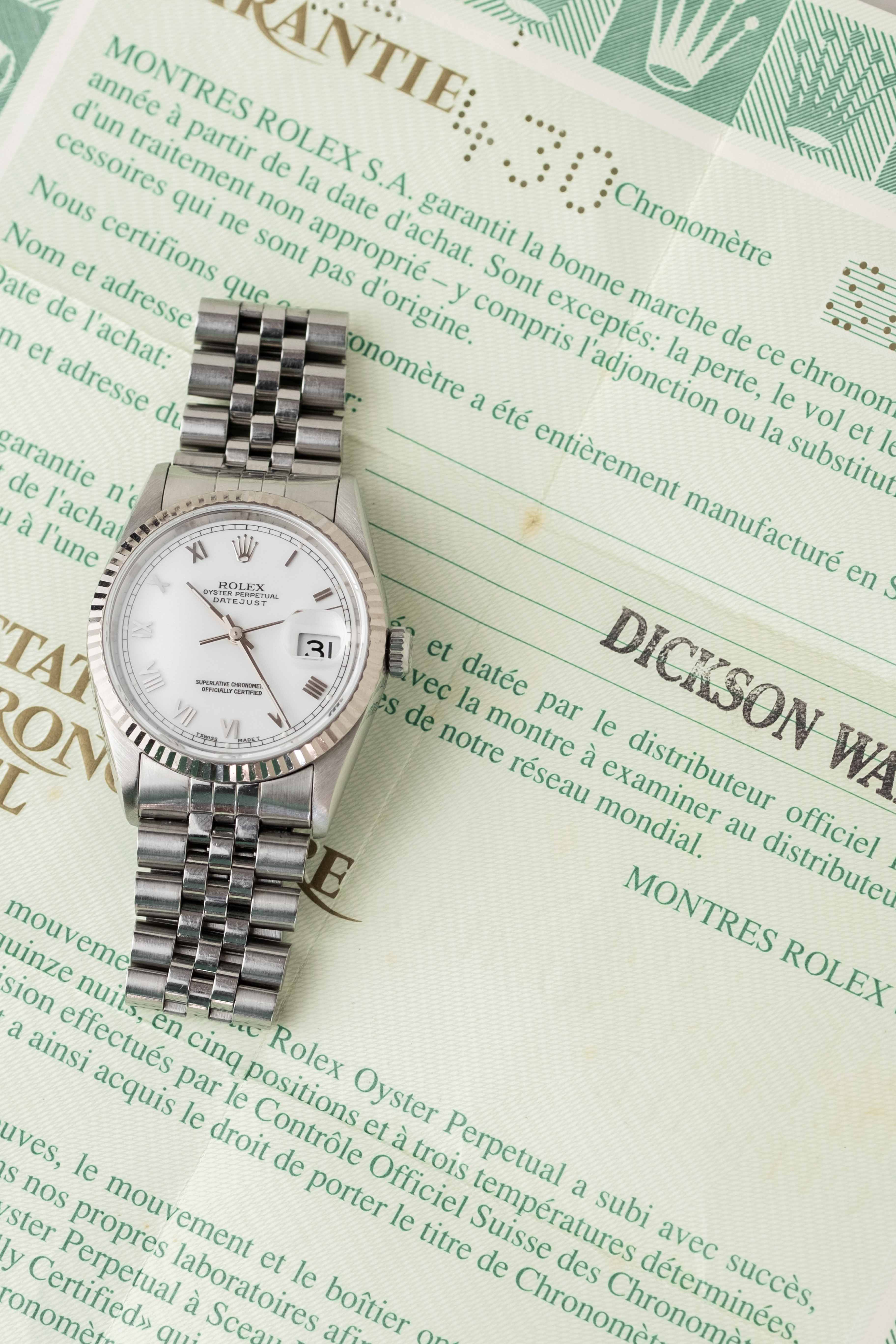 Rolex Datejust Ref. 16234 'White Roman' Dial 1994 w/ Box & Papers