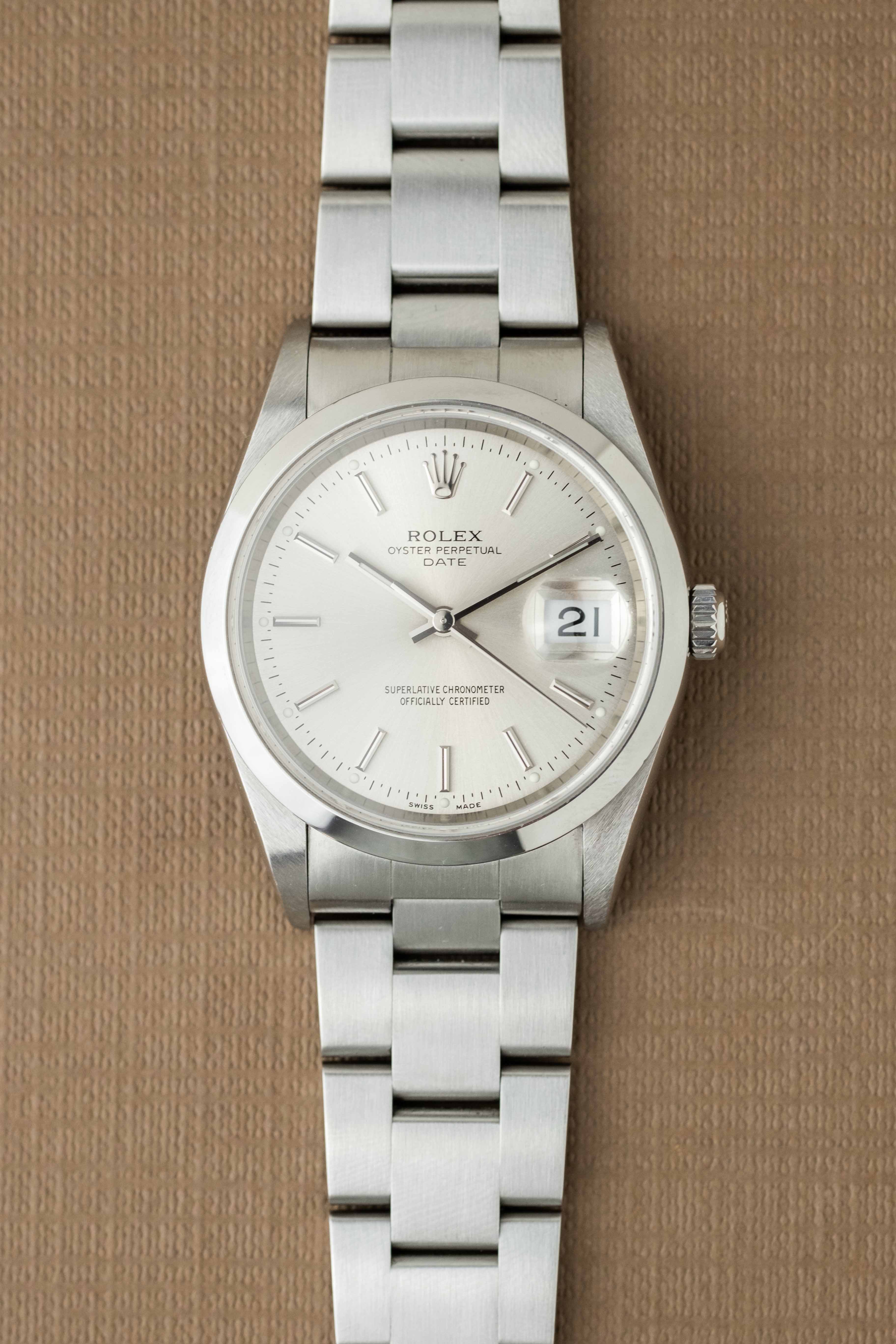 Rolex Oyster Perpetual Date 34 Ref. 15200 'Silver' Dial 2002 w/ Papers