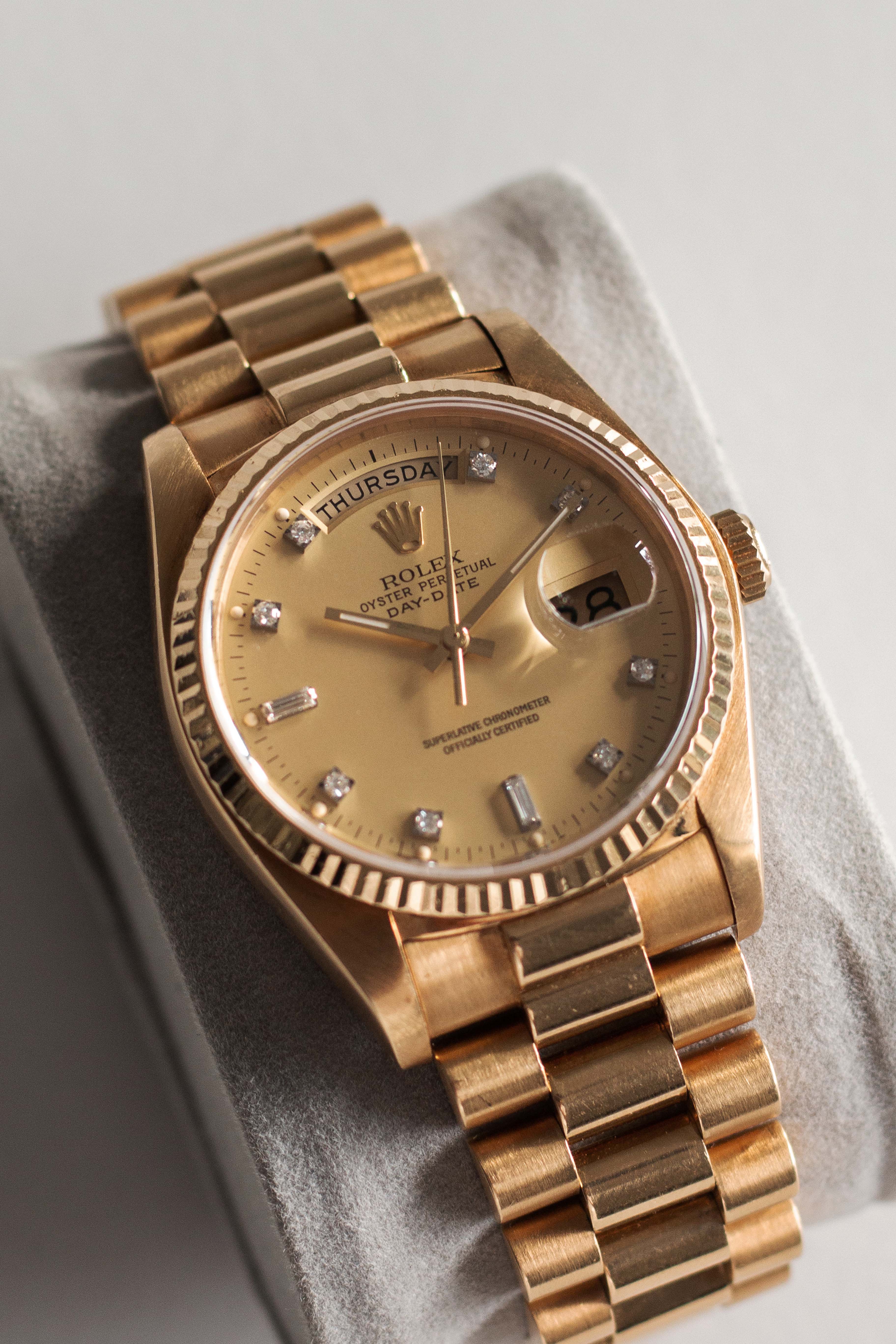 Rolex Day-Date Ref. 18038 ‘Lemon’ Dial 1983 w/ Box & Service Papers