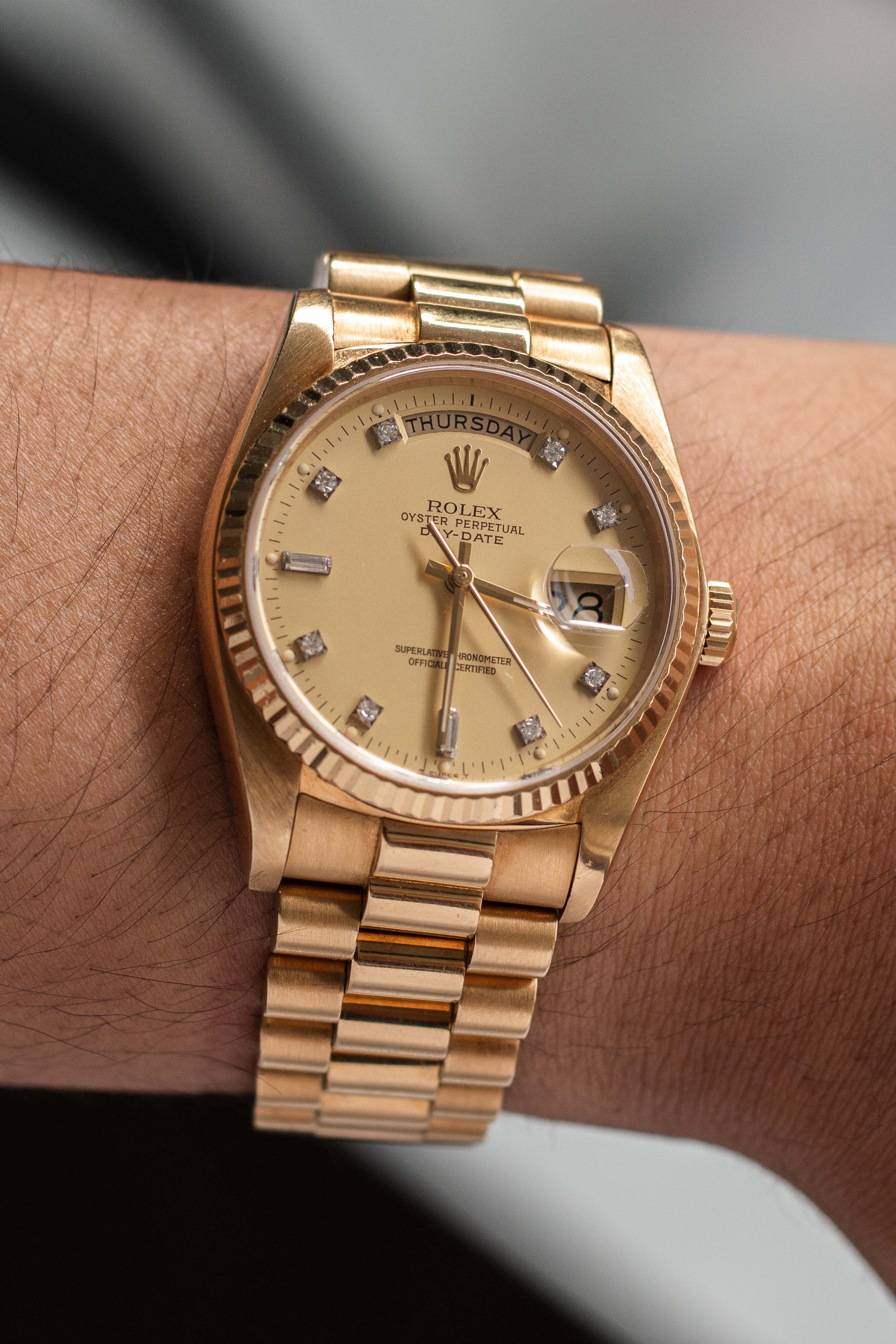 Rolex Day-Date Ref. 18038 ‘Lemon’ Dial 1983 w/ Box & Service Papers