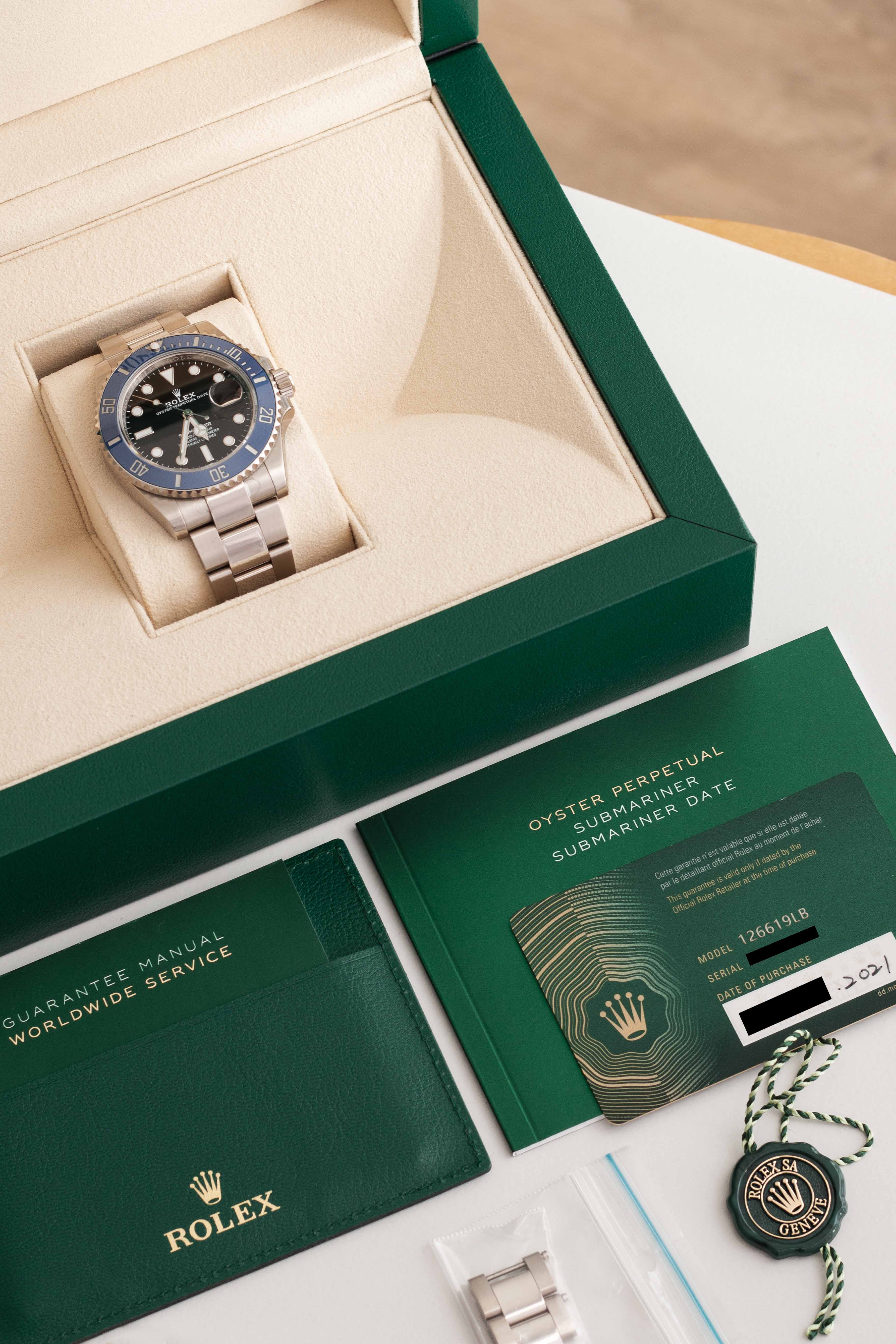 Rolex Submariner White Gold Ref. 126619LB Date 2021 w/ Box & Papers