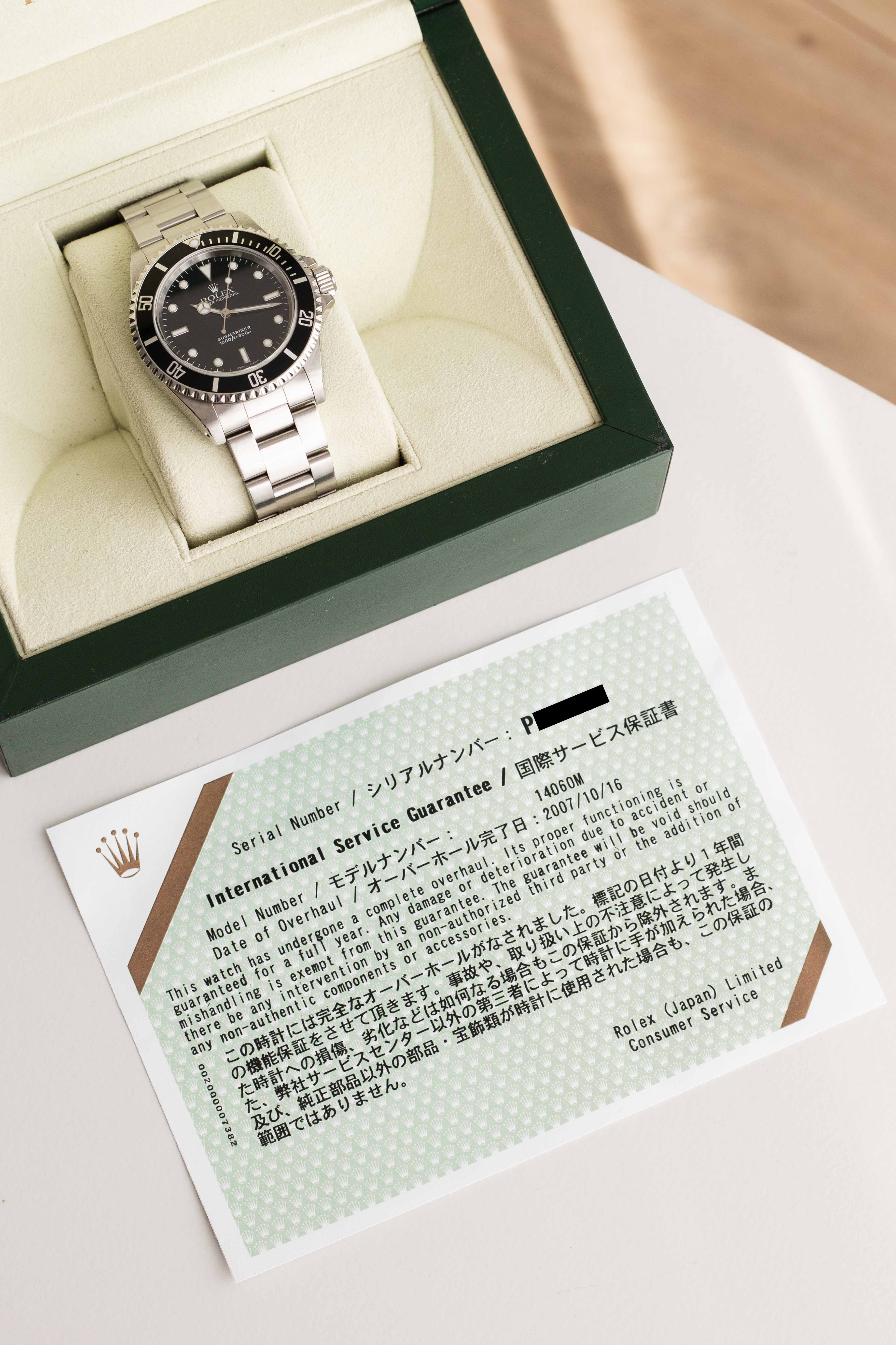 Rolex Submariner Ref. 14060M No Date 2000 w/ Box & Service Papers