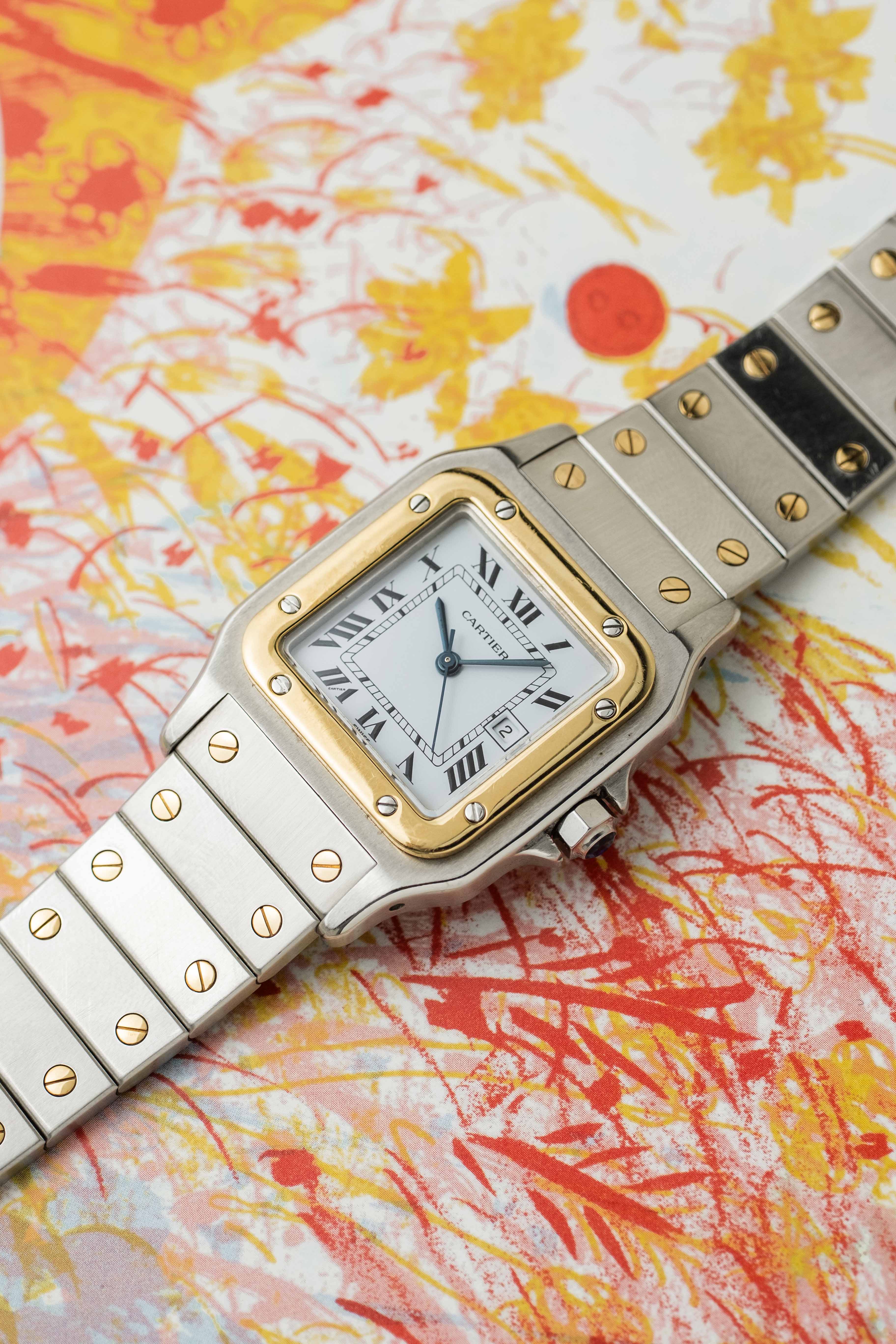 Cartier Santos Carrée, MK2 Bracelet Ref. 2961 1980s w/ Box & Booklets