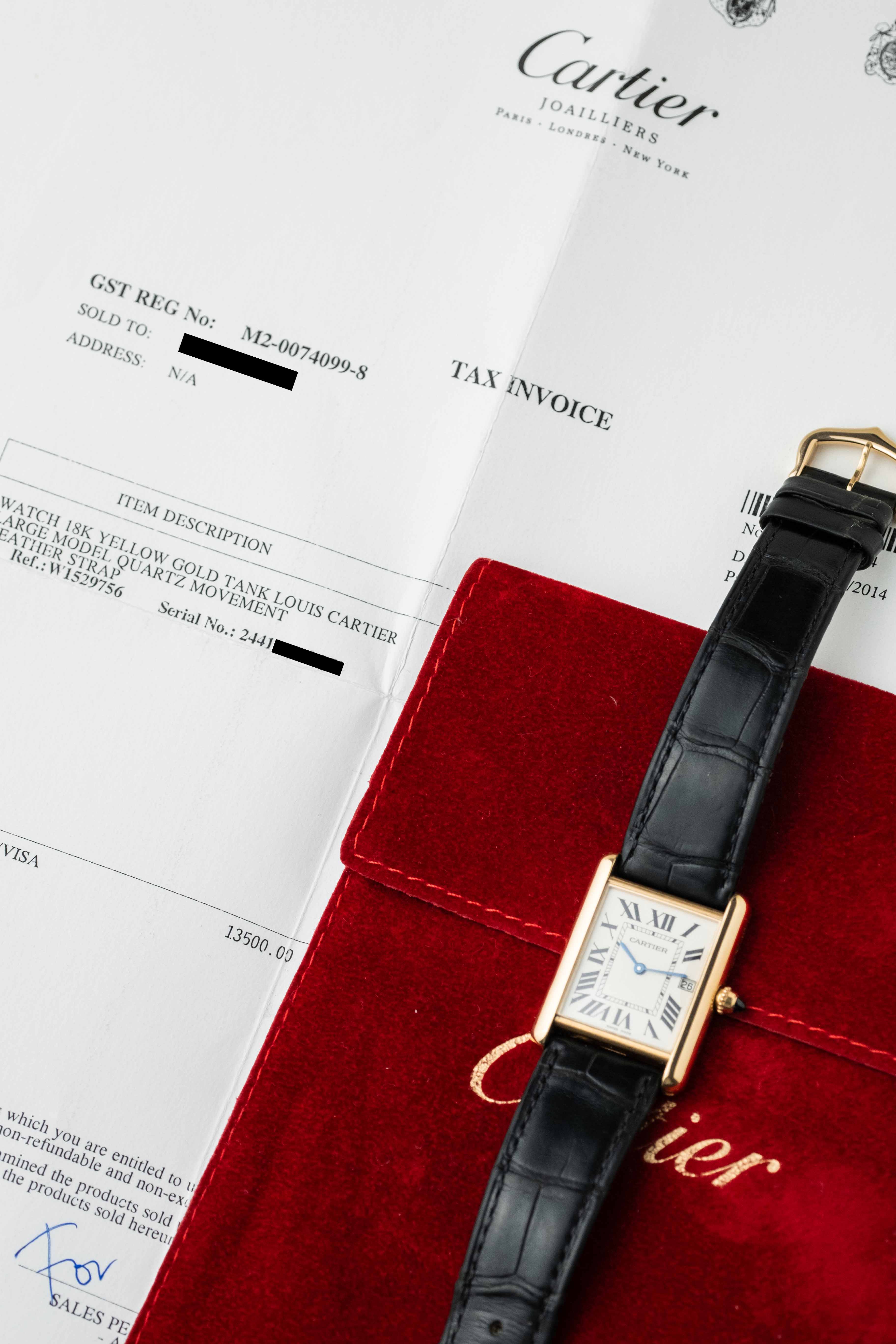 Cartier Tank Louis LM Ref. 2441 2014 w/ Pouch