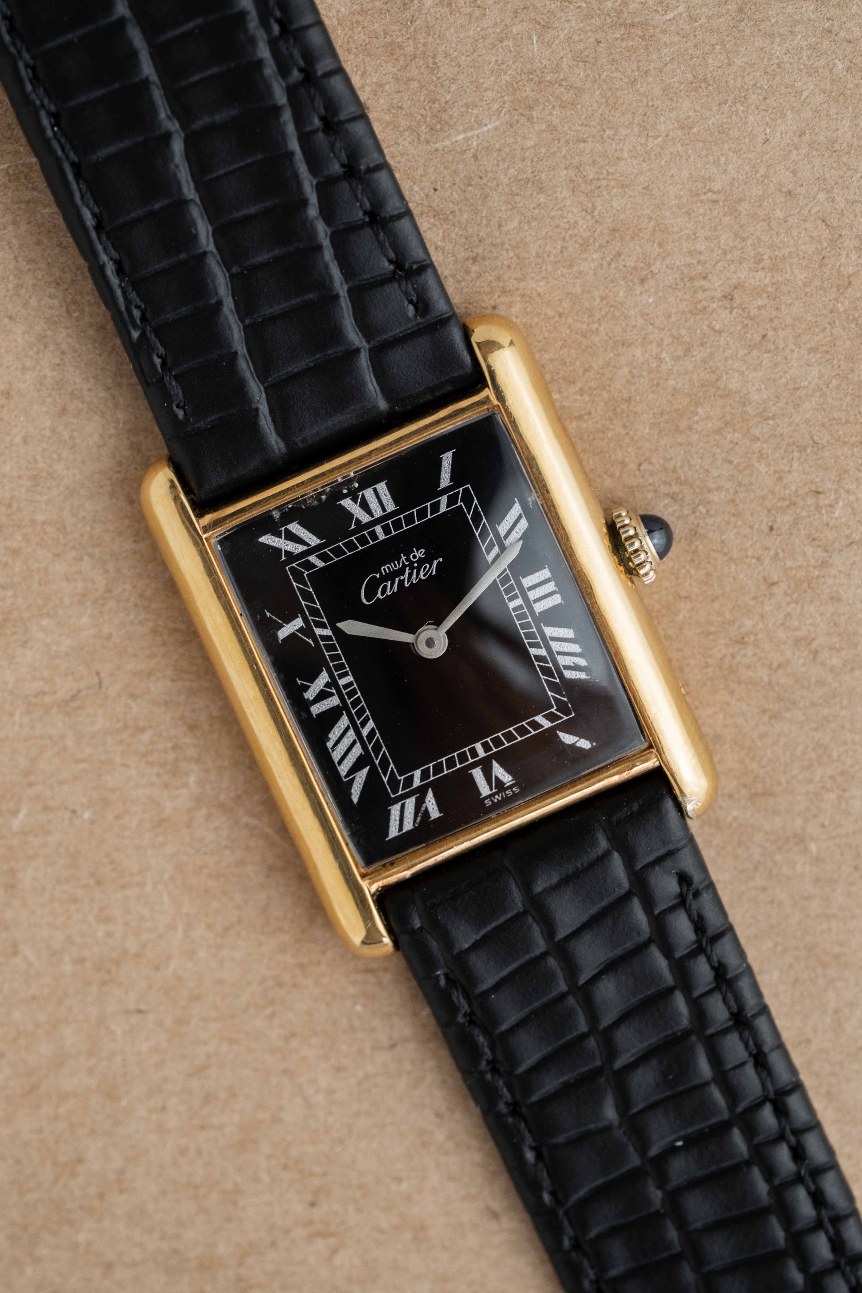 Cartier Tank Must De Cartier 'Black Roman' Dial 1970's