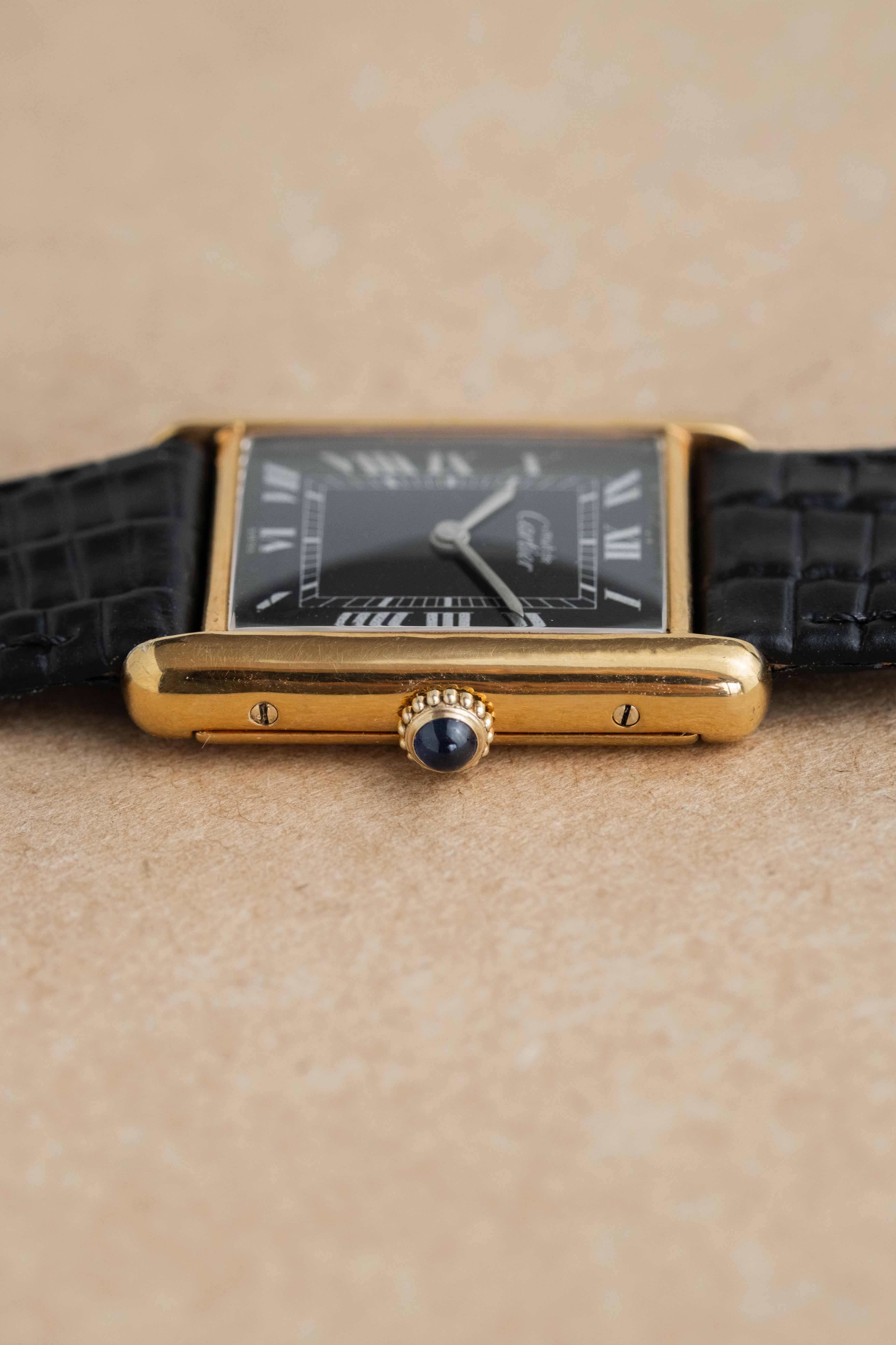 Cartier Tank Must De Cartier 'Black Roman' Dial 1970's