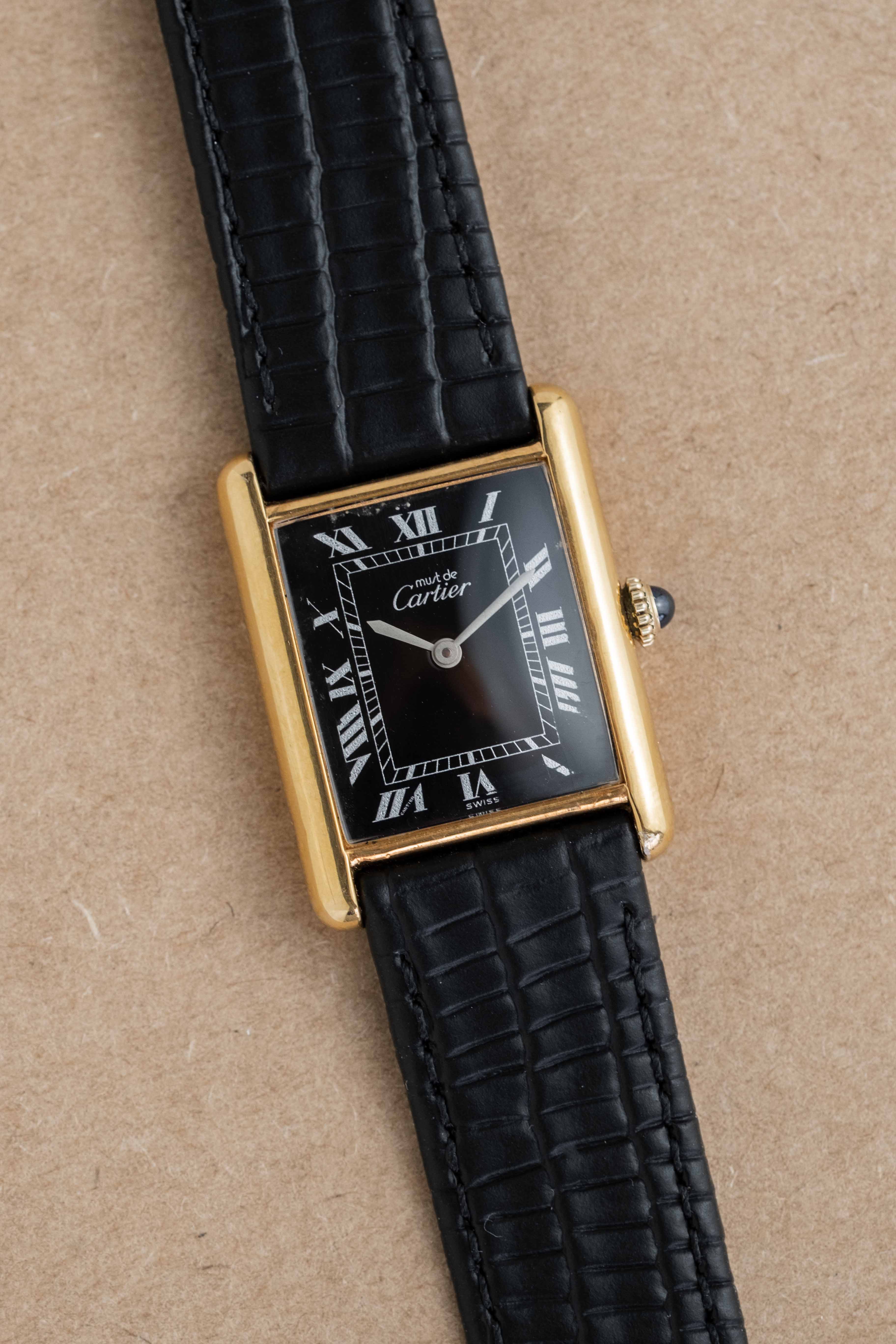 Cartier Tank Must De Cartier 'Black Roman' Dial 1970's