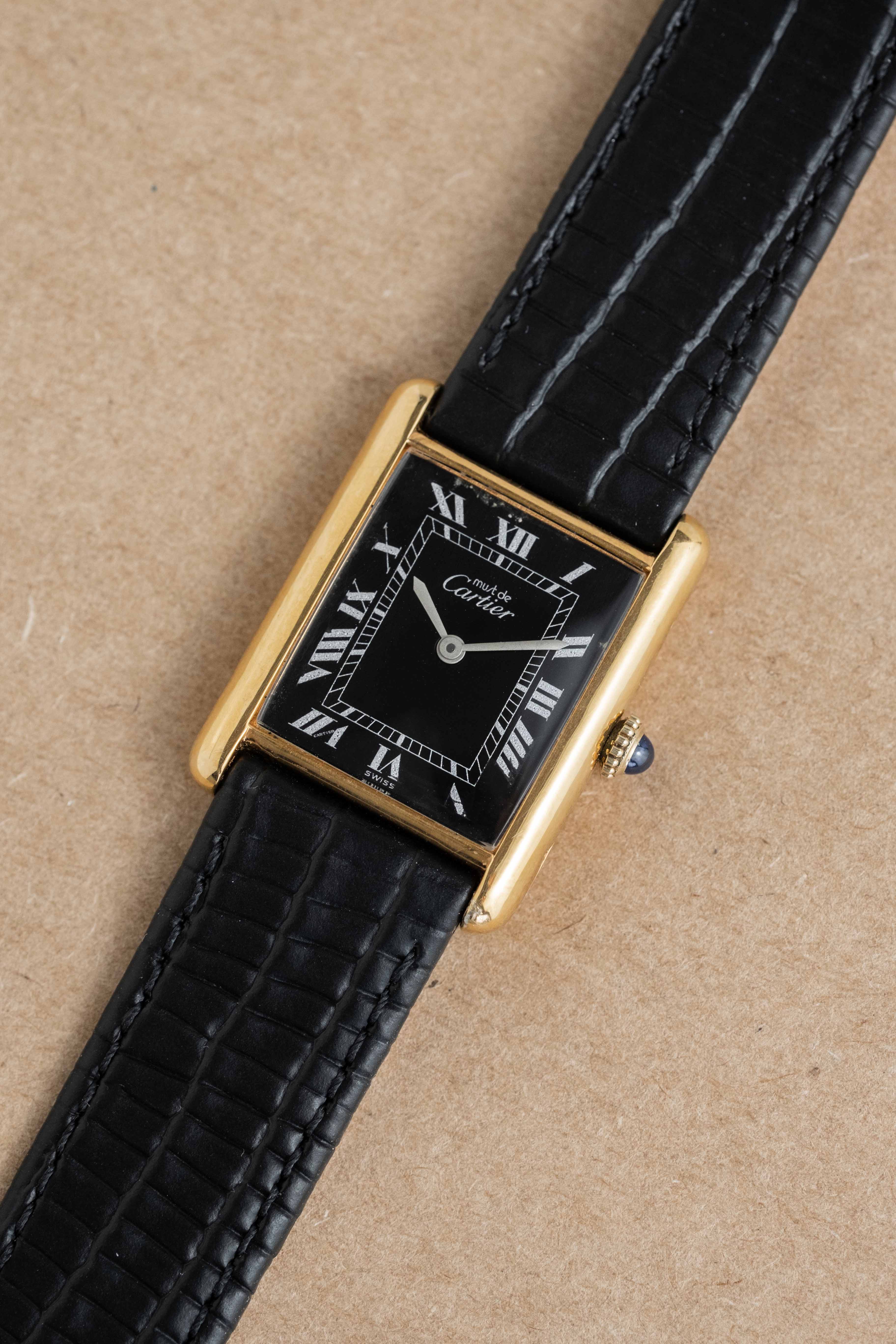 Cartier Tank Must De Cartier 'Black Roman' Dial 1970's