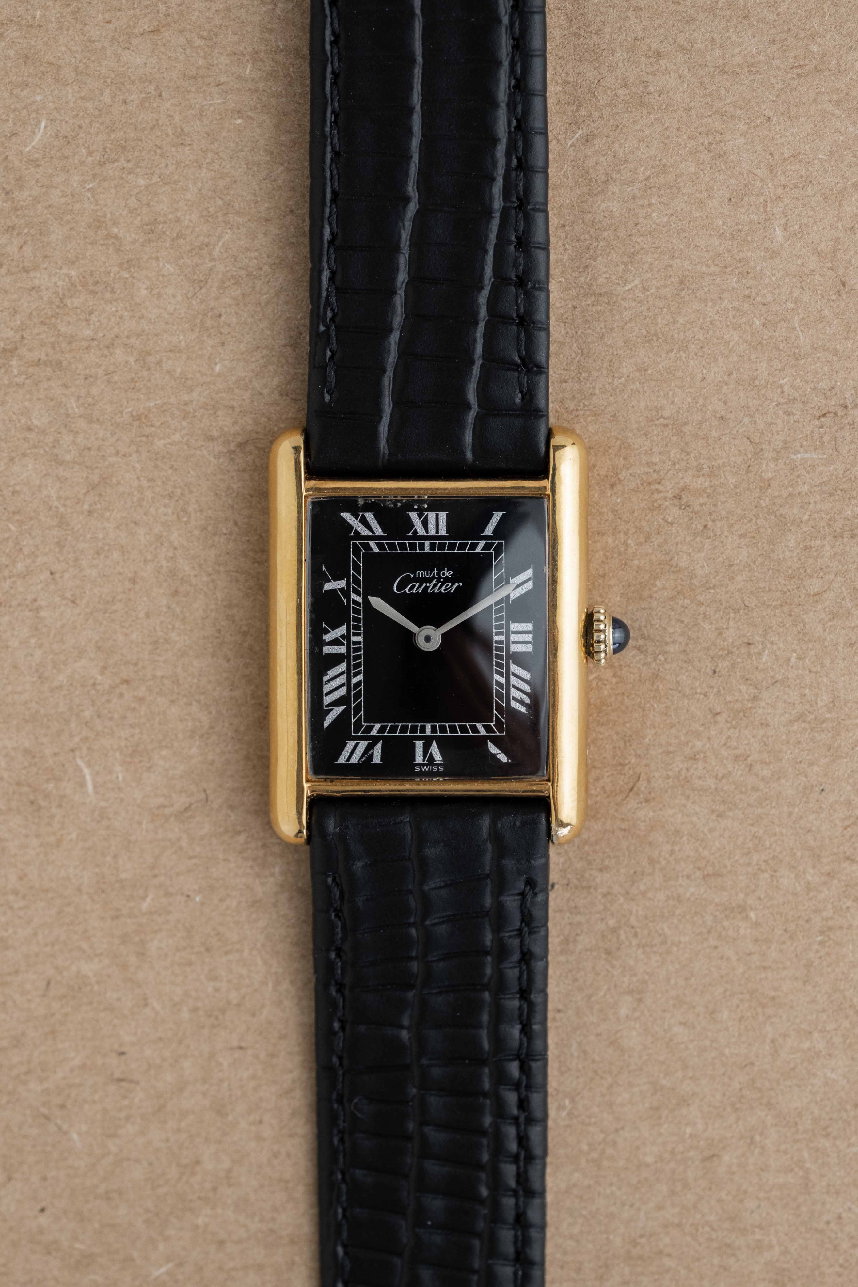 Cartier Tank Must De Cartier 'Black Roman' Dial 1970's