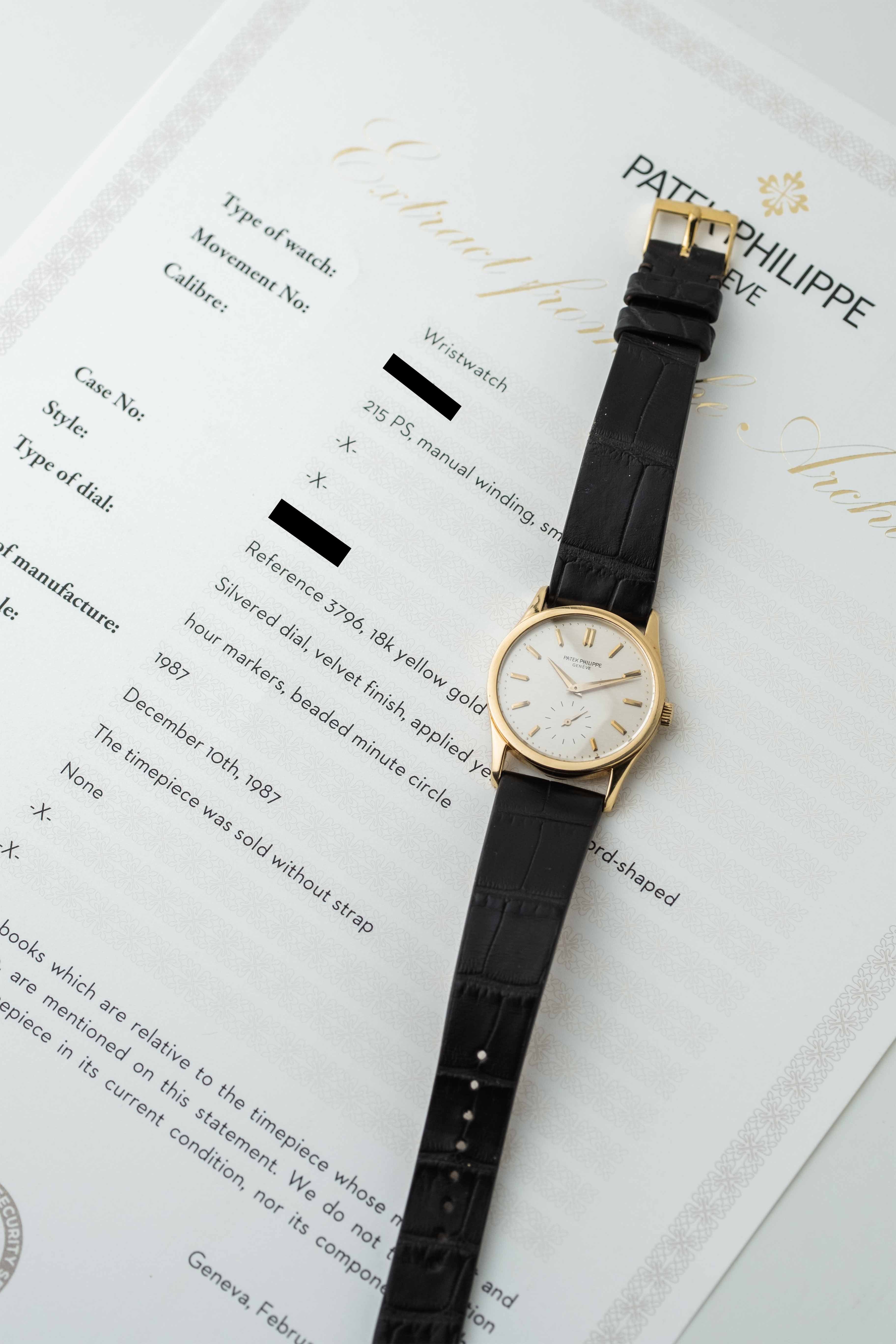 Patek Philippe Calatrava Ref. 3796 'Brushed Silver' Dial 1987 w/ Extract & Box