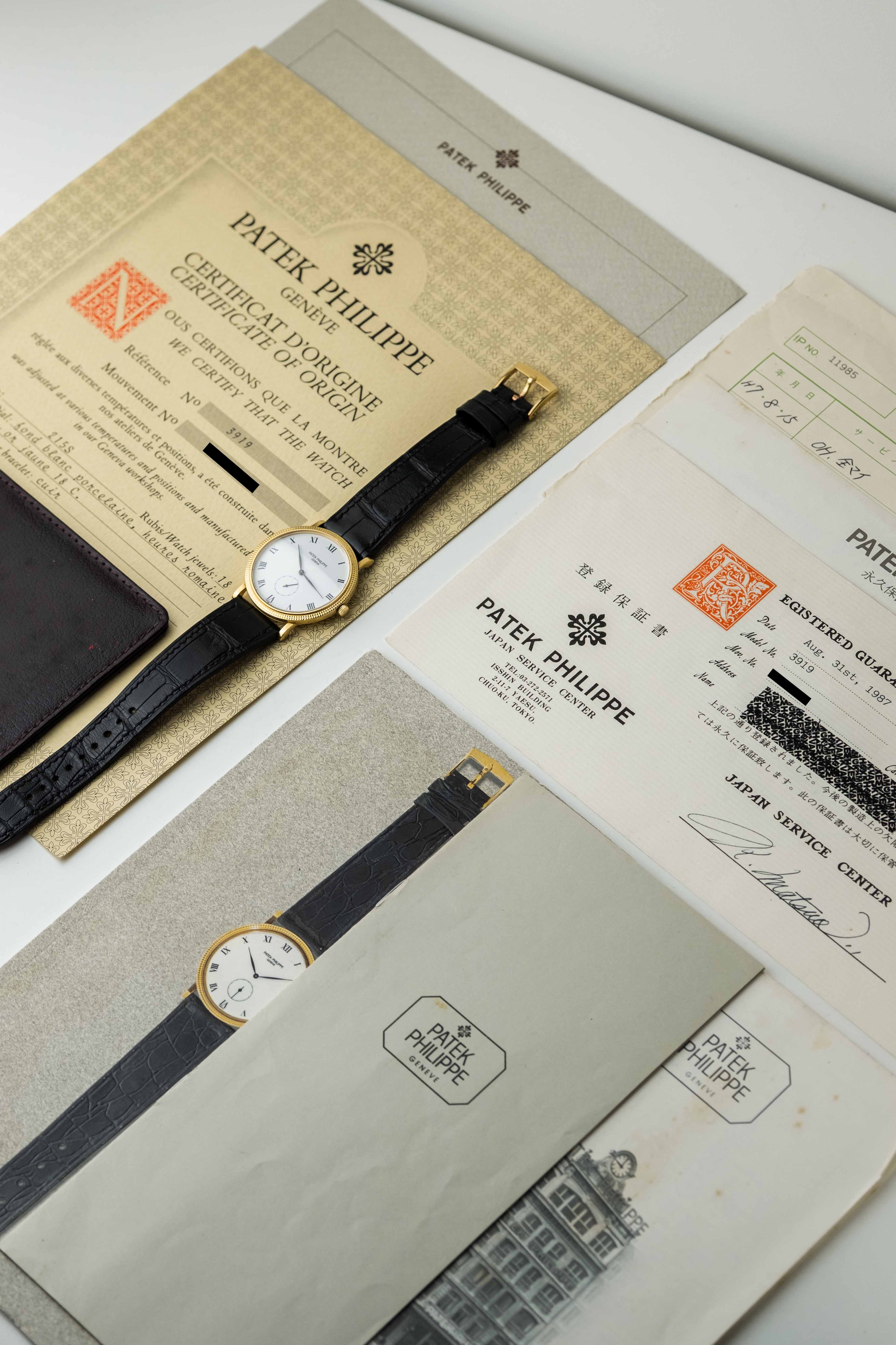 Patek Philippe Calatrava Ref. 3919J 1987 w/ Papers