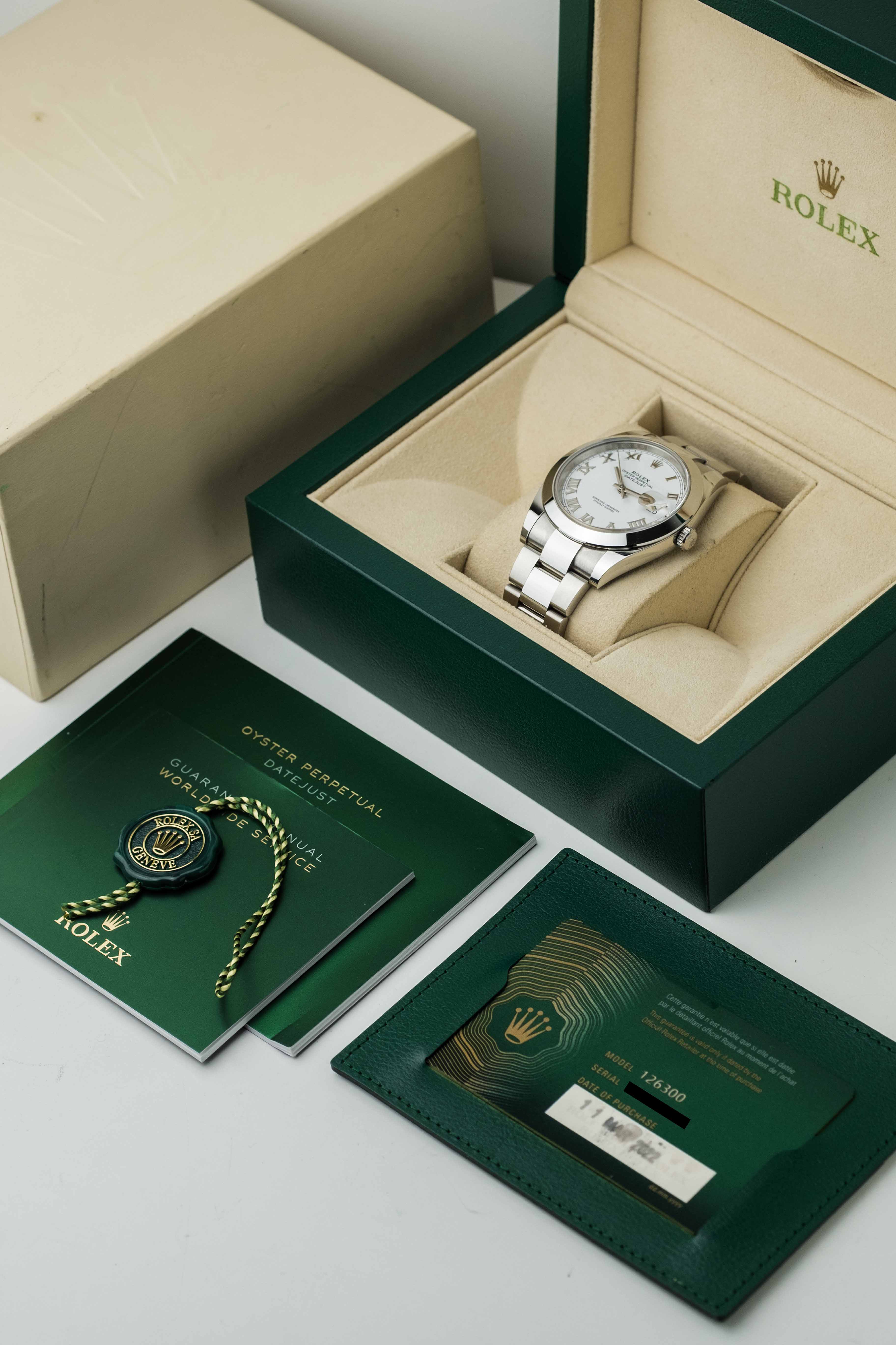 Rolex Datejust 41mm Ref. 126300 'White Roman' Dial 2022 w/ Box & Papers