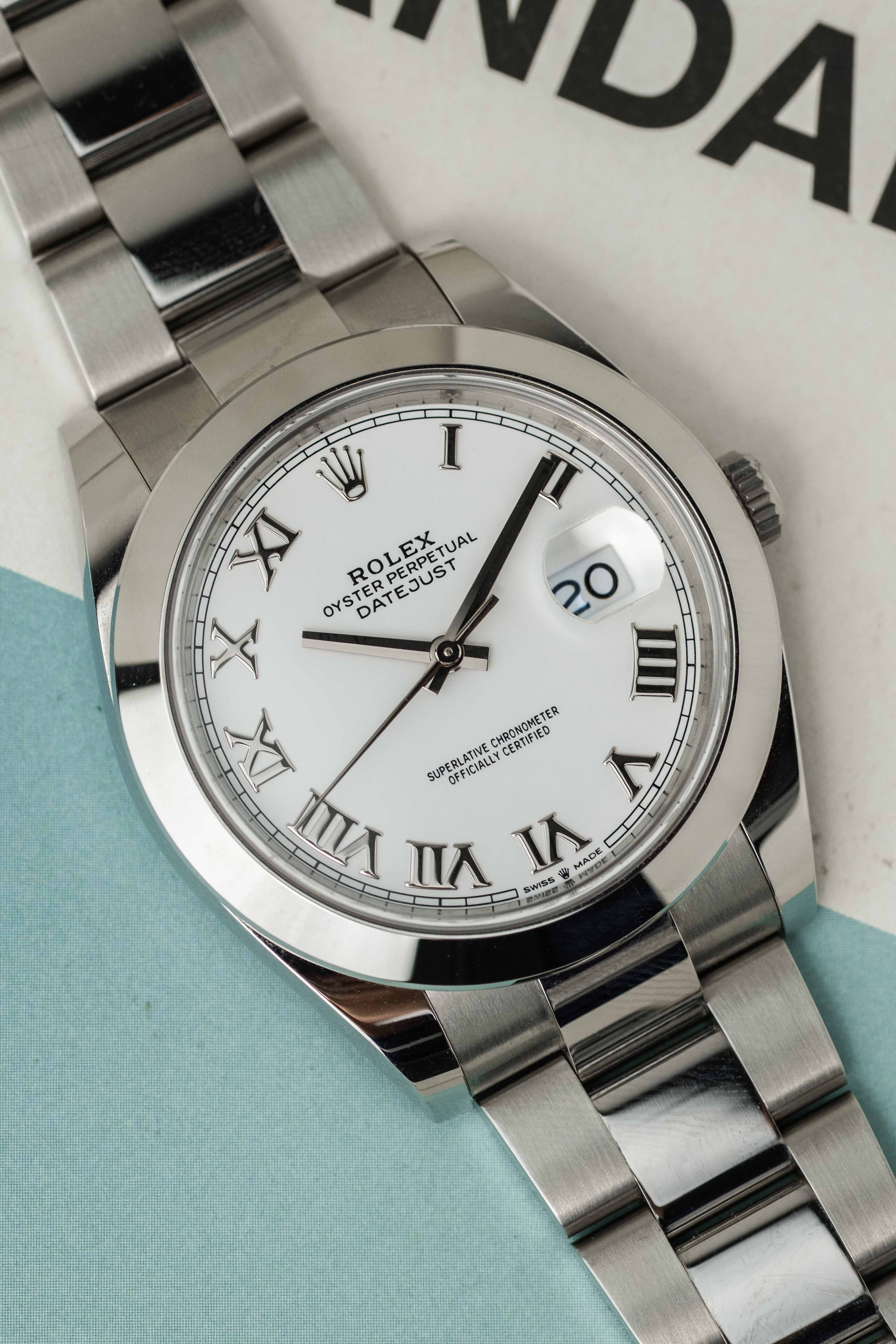 Rolex Datejust 41mm Ref. 126300 'White Roman' Dial 2022 w/ Box & Papers