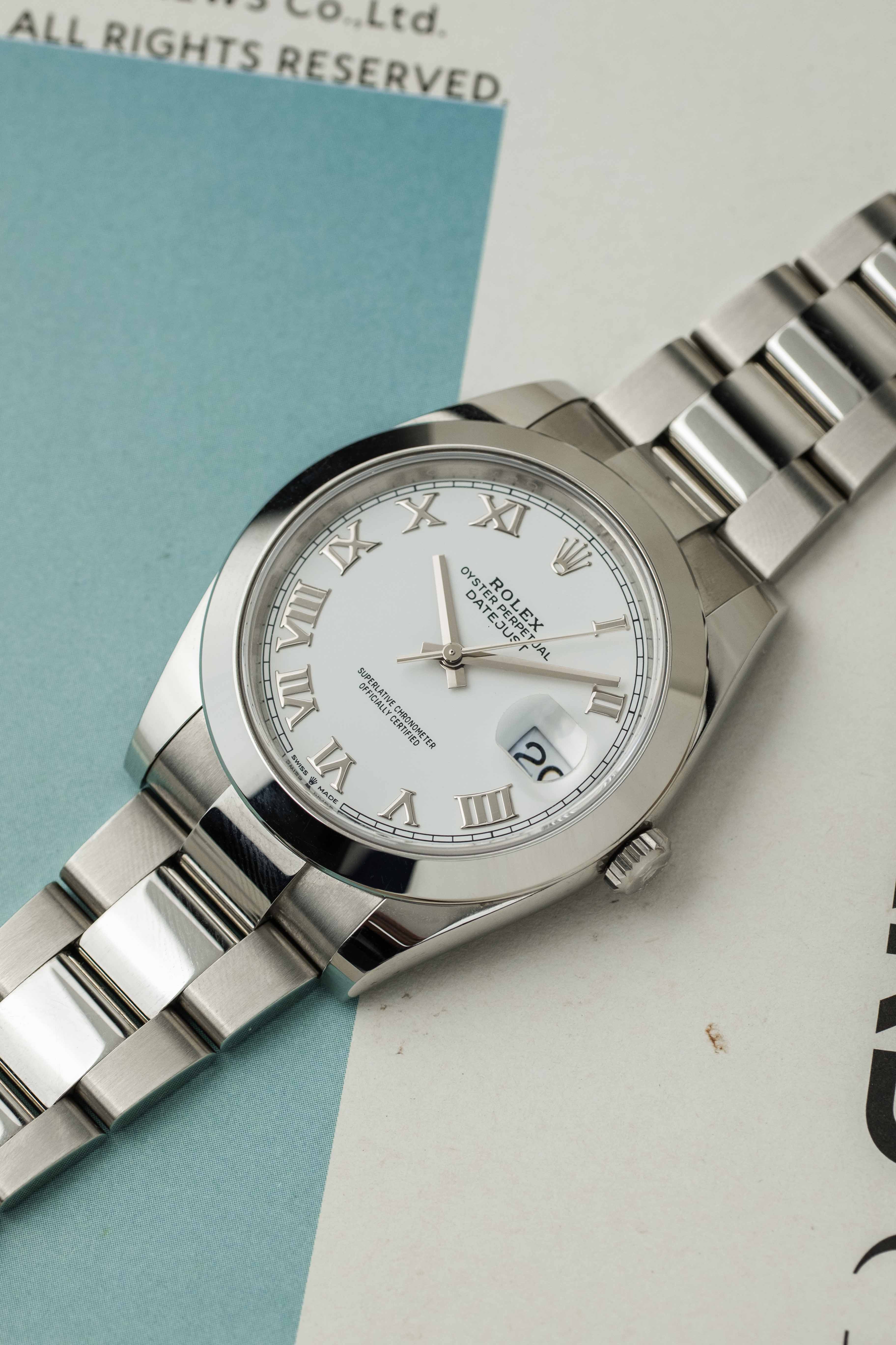 Rolex Datejust 41mm Ref. 126300 'White Roman' Dial 2022 w/ Box & Papers