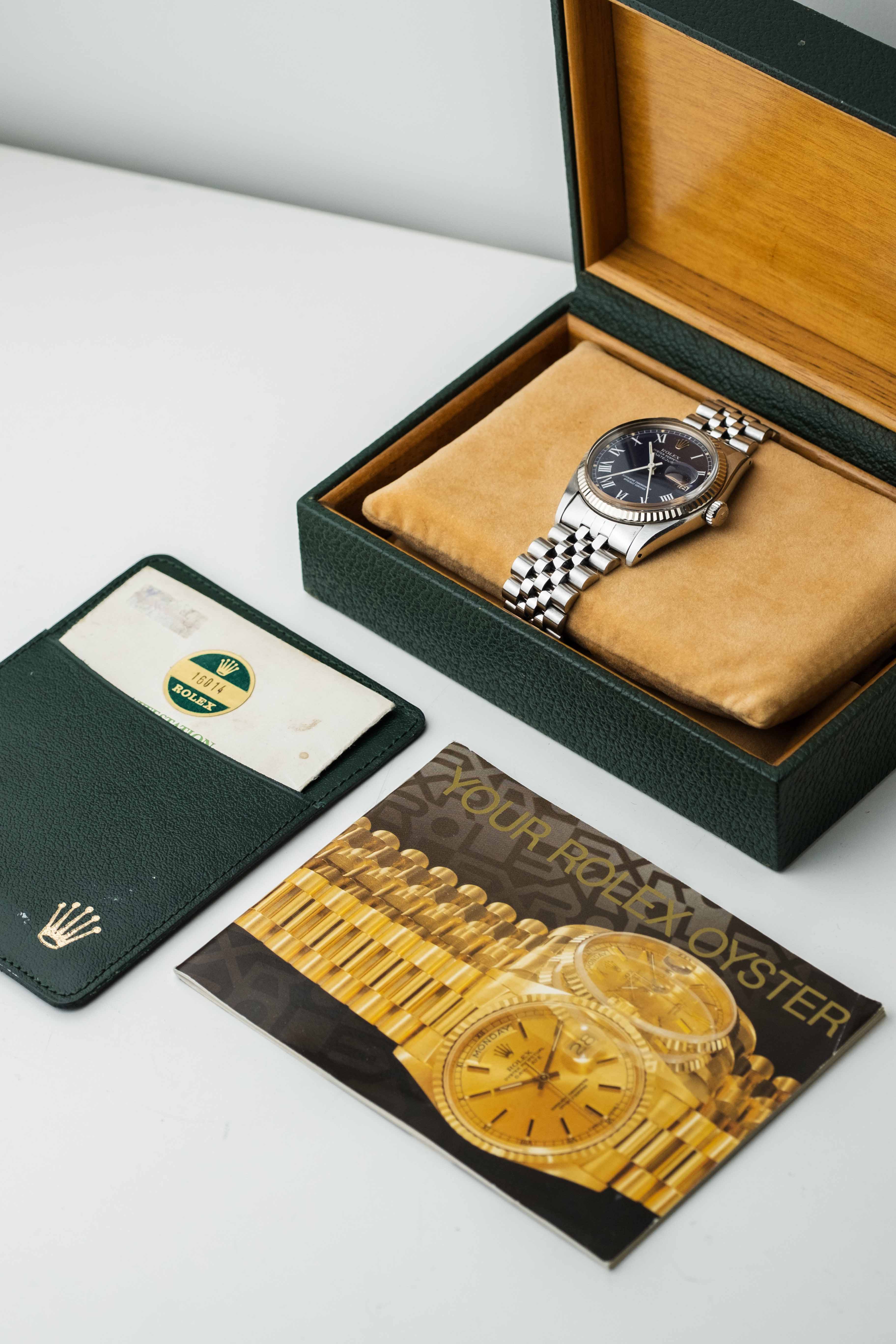 Rolex Datejust Ref. 16014 1978 'Blue Buckley' Dial w/ Box & Papers