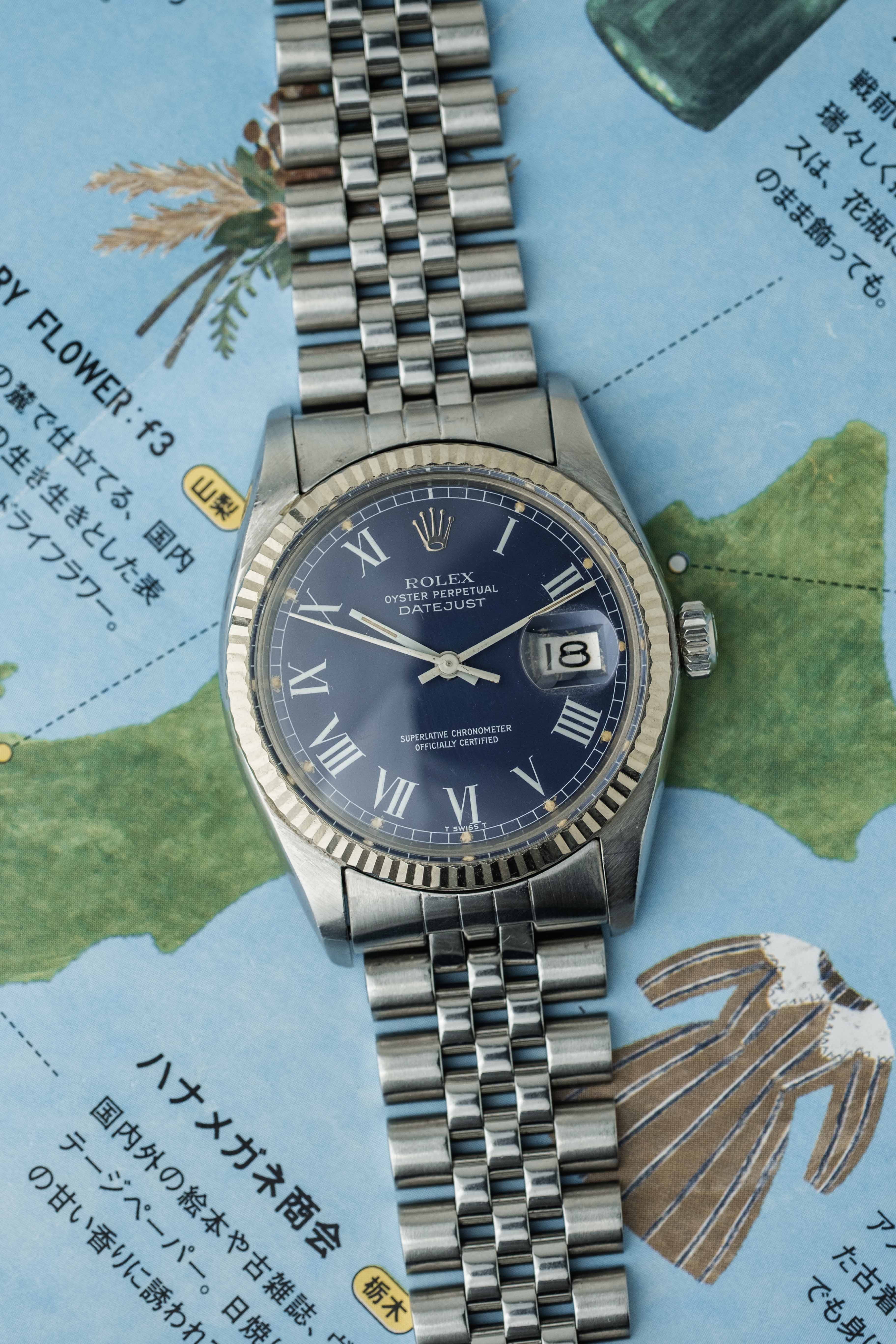 Rolex Datejust Ref. 16014 1978 'Blue Buckley' Dial w/ Box & Papers