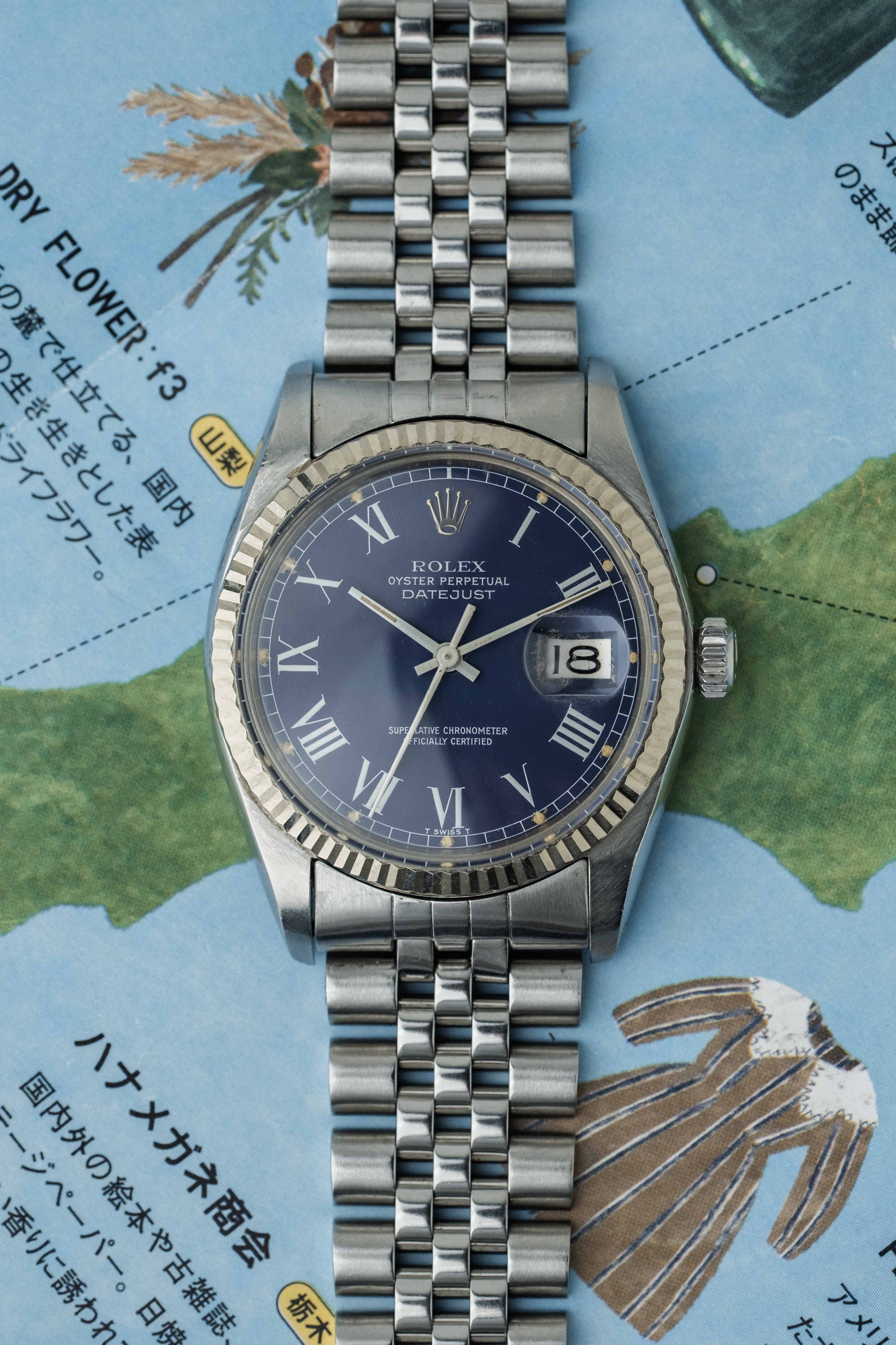 Rolex Datejust Ref. 16014 1978 'Blue Buckley' Dial w/ Box & Papers