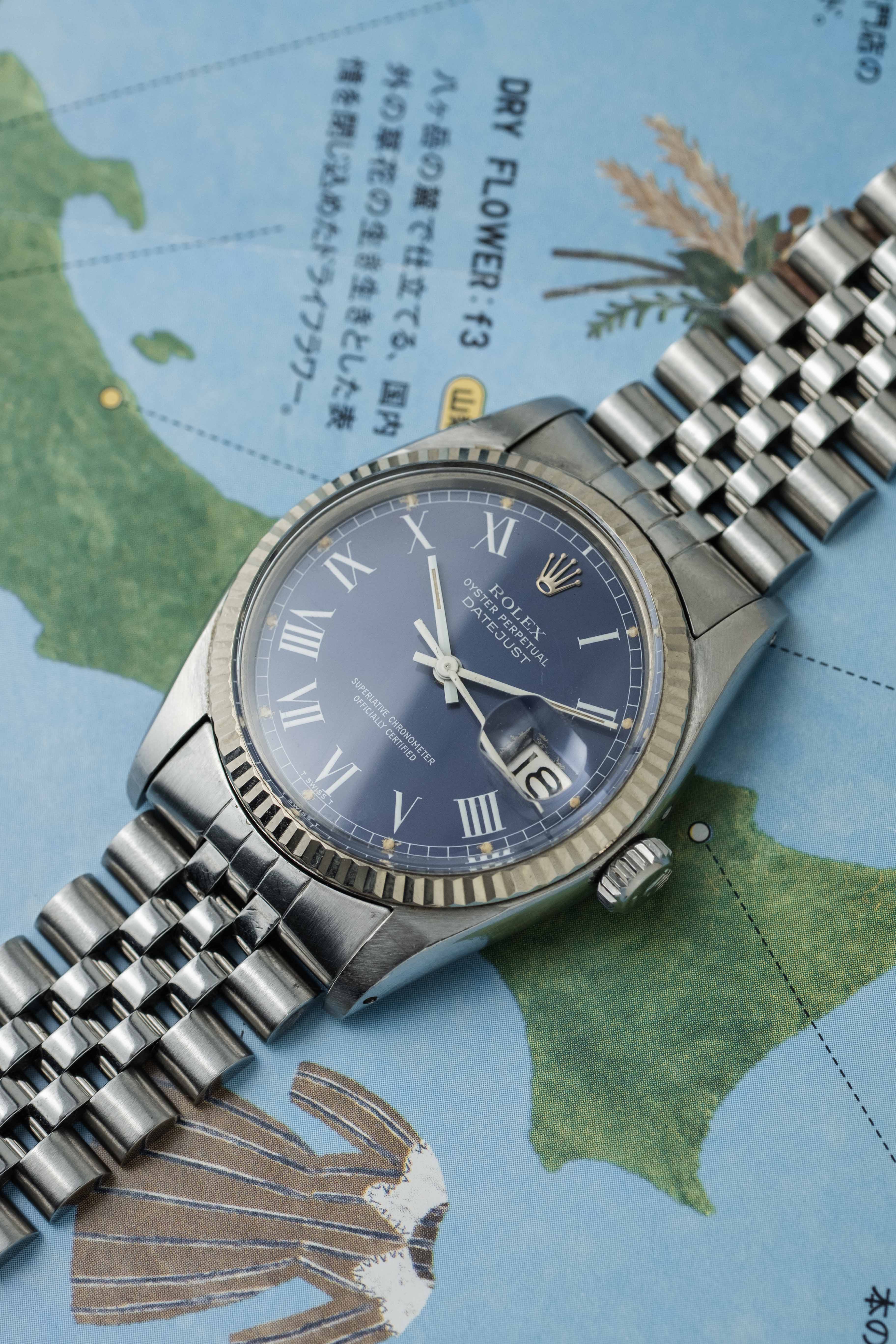 Rolex Datejust Ref. 16014 1978 'Blue Buckley' Dial w/ Box & Papers