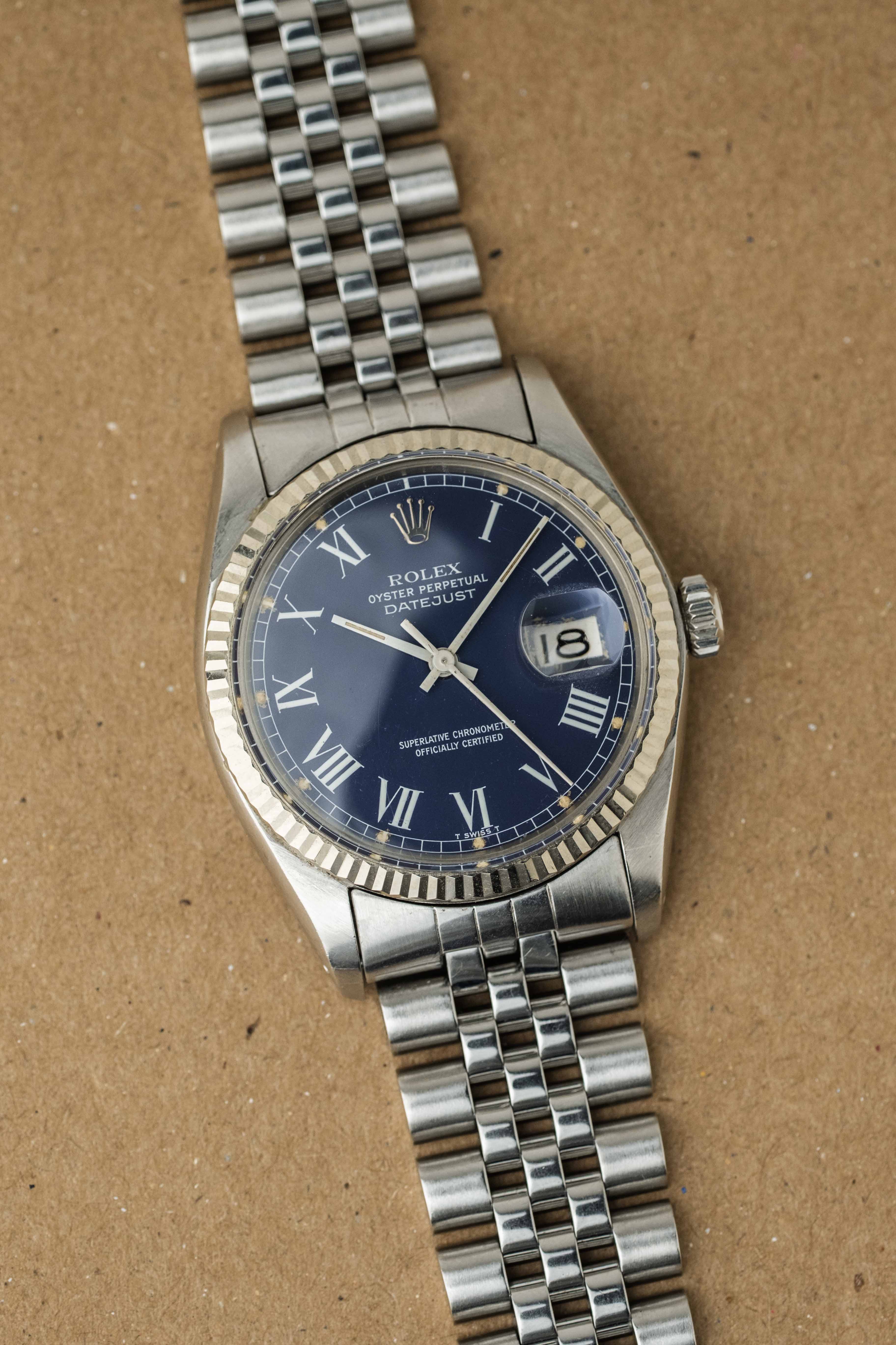 Rolex Datejust Ref. 16014 1978 'Blue Buckley' Dial w/ Box & Papers