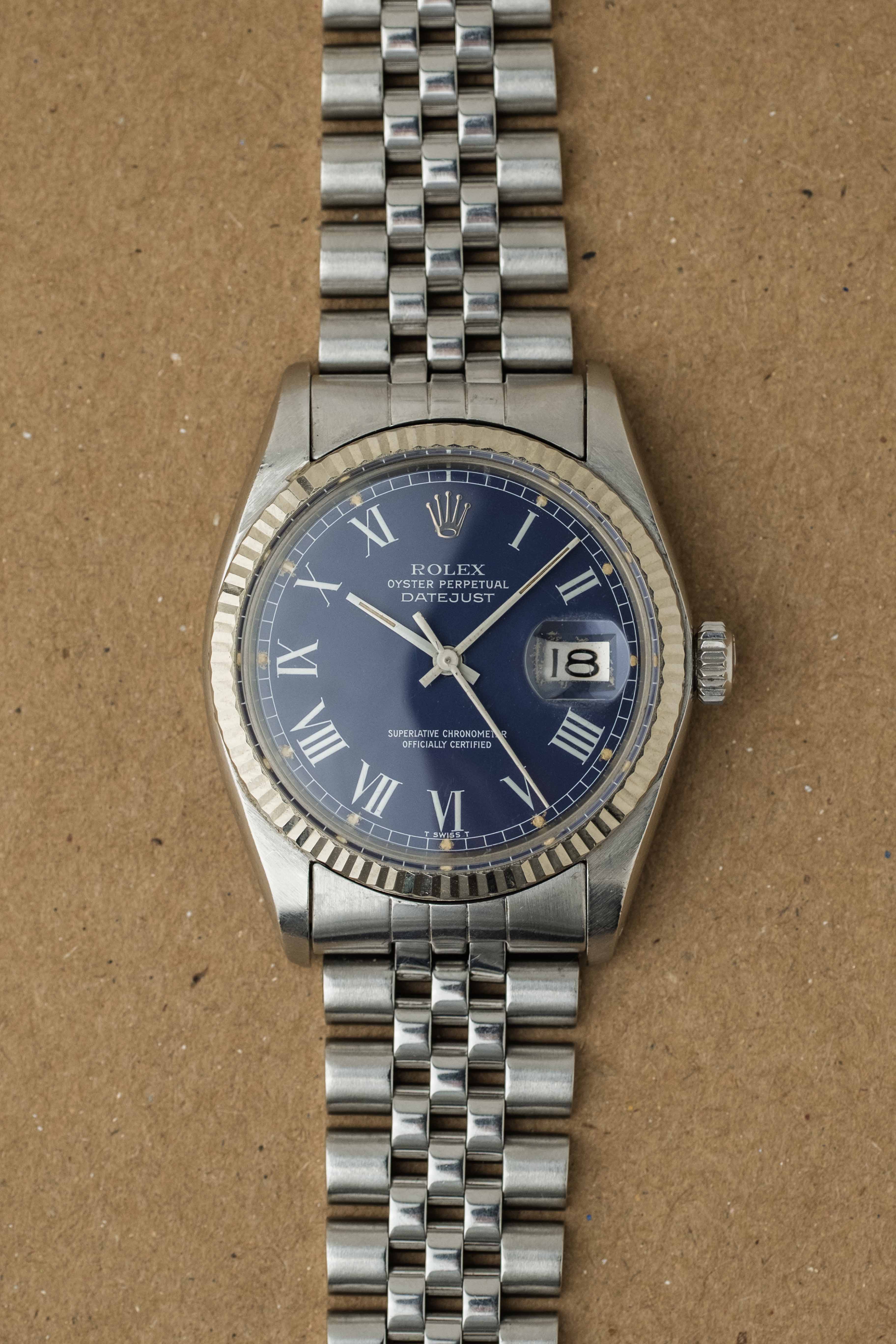 Rolex Datejust Ref. 16014 1978 'Blue Buckley' Dial w/ Box & Papers
