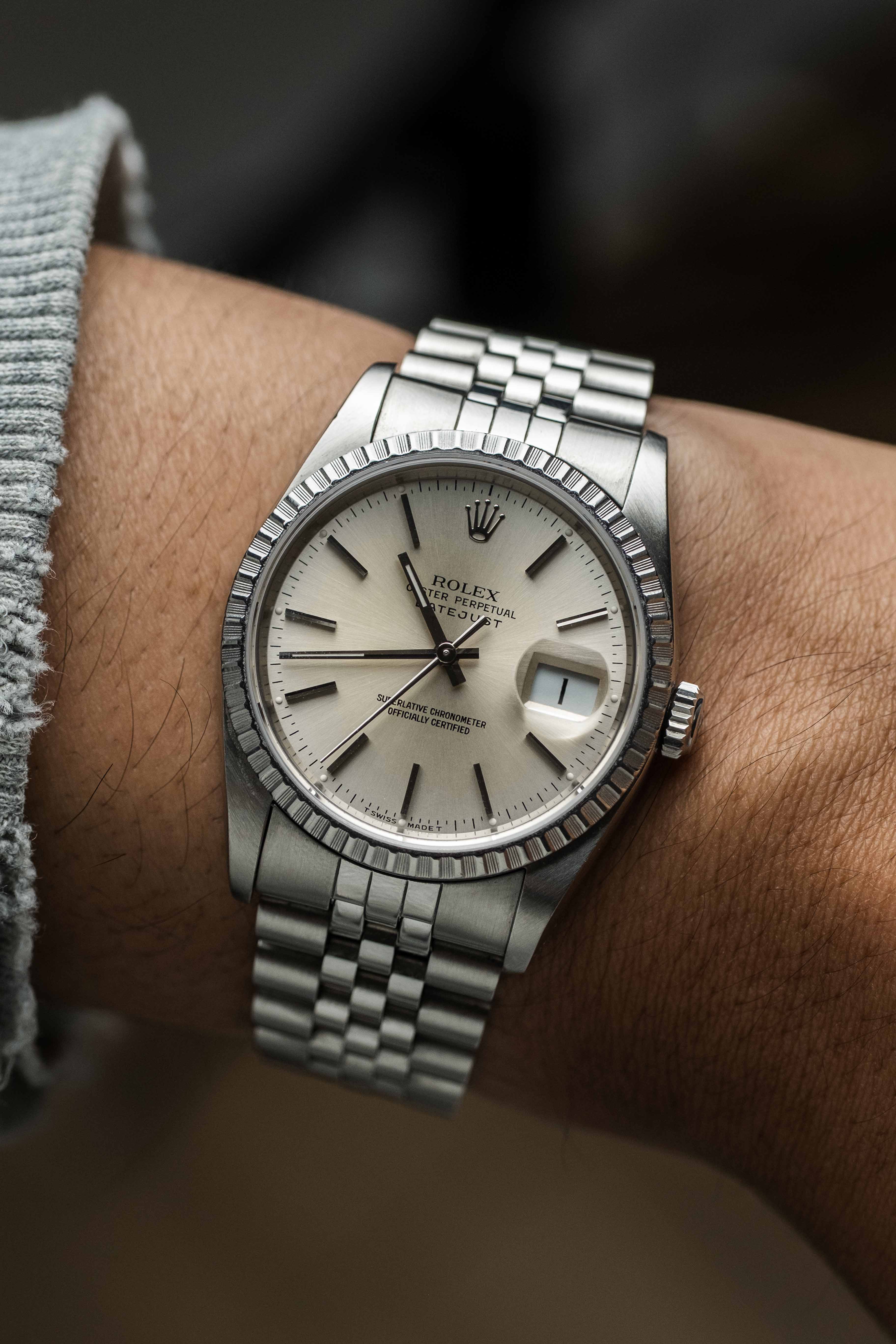 Rolex Datejust Ref. 16220 'Silver Stick' Dial 1989 w/ Box & Papers