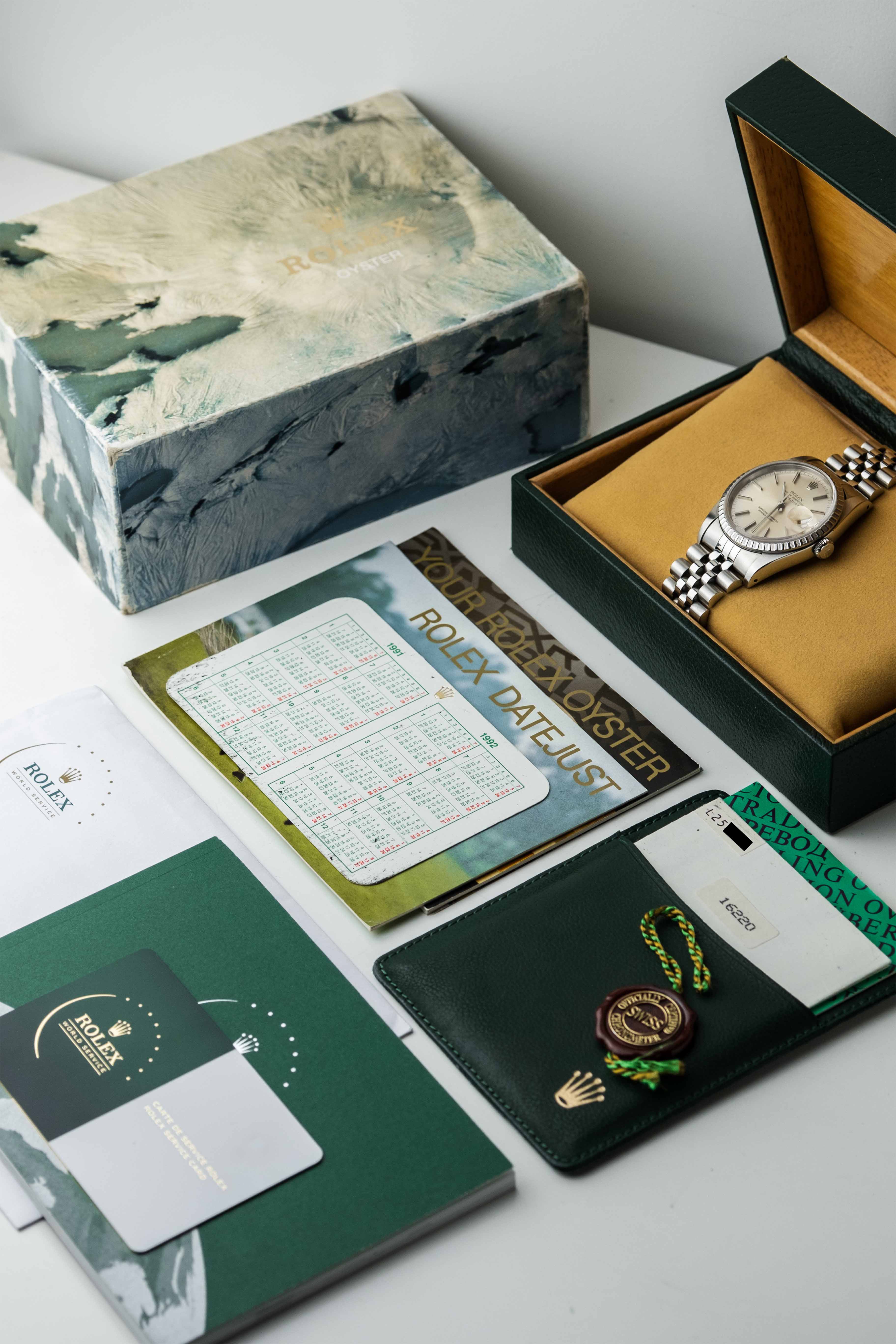 Rolex Datejust Ref. 16220 'Silver Stick' Dial 1989 w/ Box & Papers