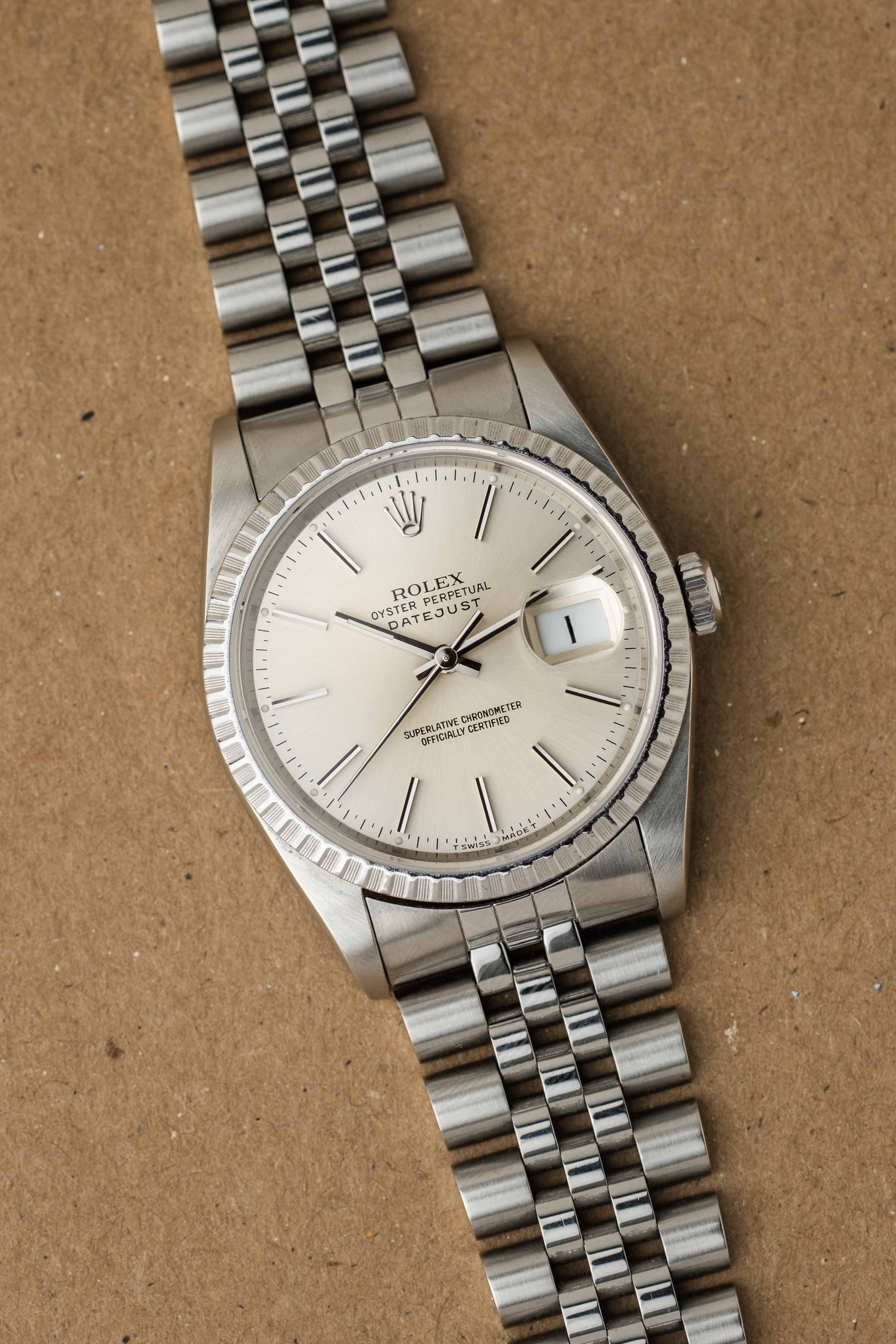 Rolex Datejust Ref. 16220 'Silver Stick' Dial 1989 w/ Box & Papers