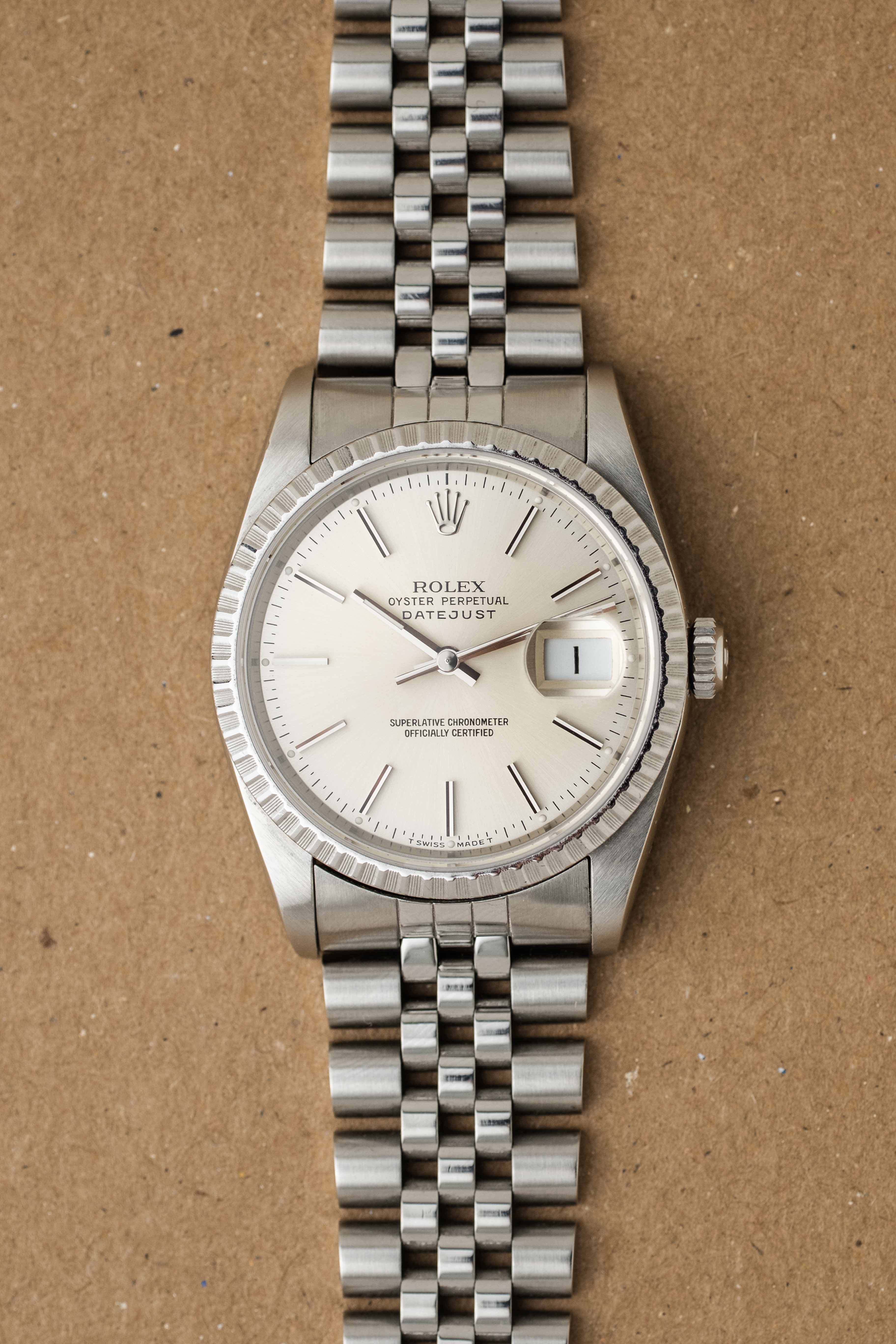 Rolex Datejust Ref. 16220 'Silver Stick' Dial 1989 w/ Box & Papers