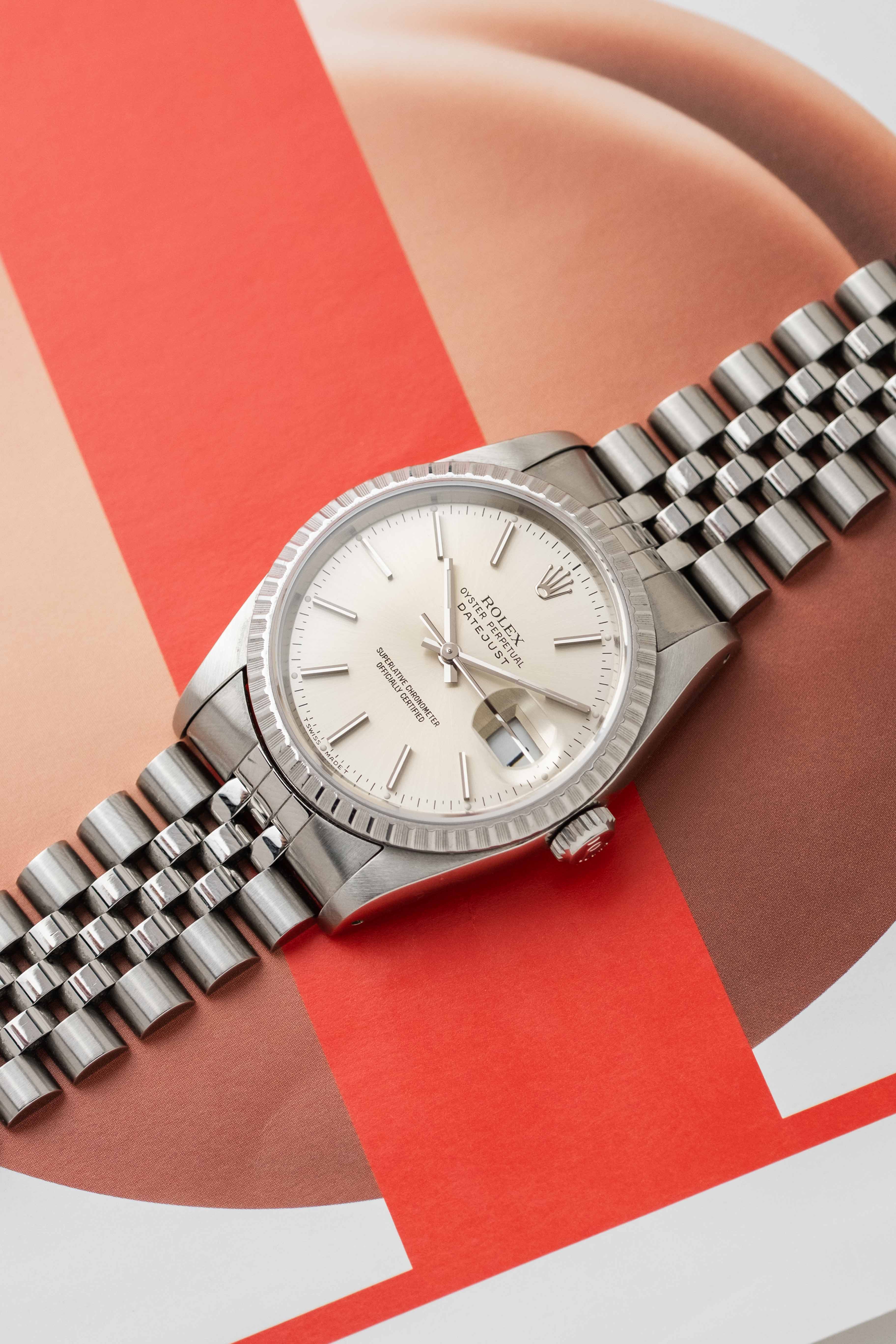 Rolex Datejust Ref. 16220 'Silver Stick' Dial 1989 w/ Box & Papers