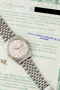 Rolex Datejust Ref. 16234 'Silver Stick' Dial 1991 w/ Papers