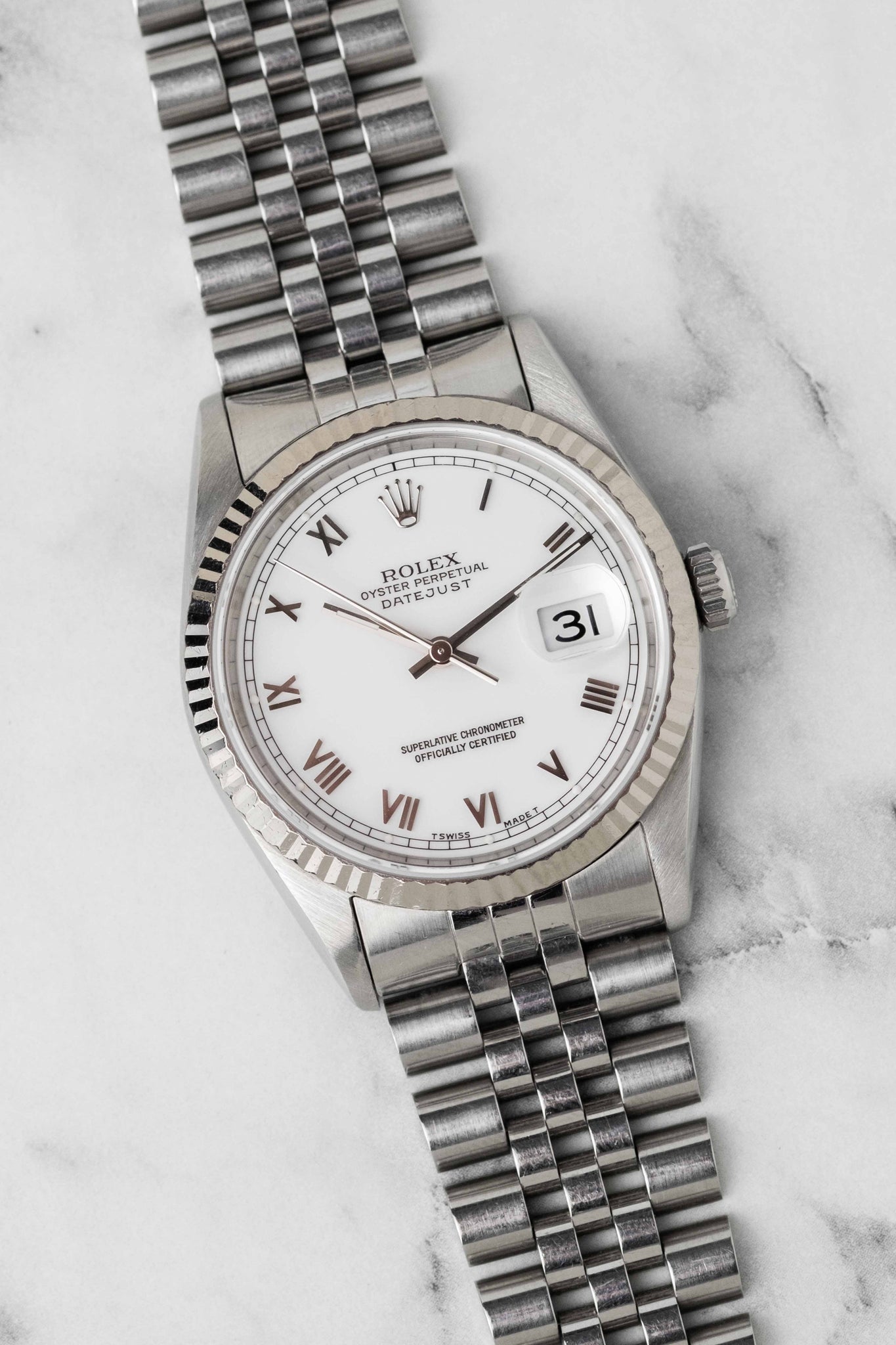 Rolex Datejust Ref. 16234 'White Roman' Dial 1994 w/ Box & Papers