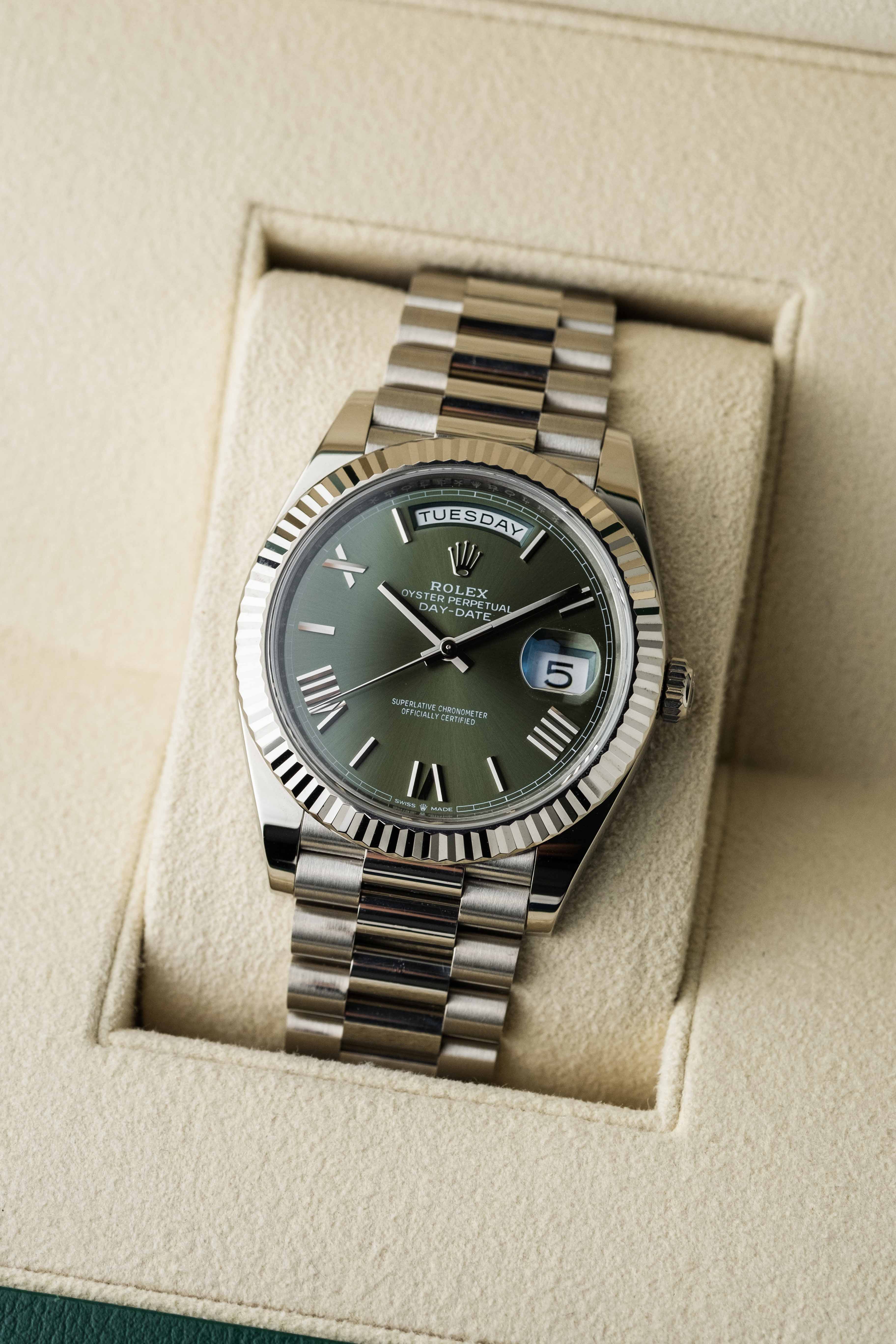 Rolex Day-Date 40 Ref. 228239 'Olive Green' Dial 2024 w/ Box & Papers