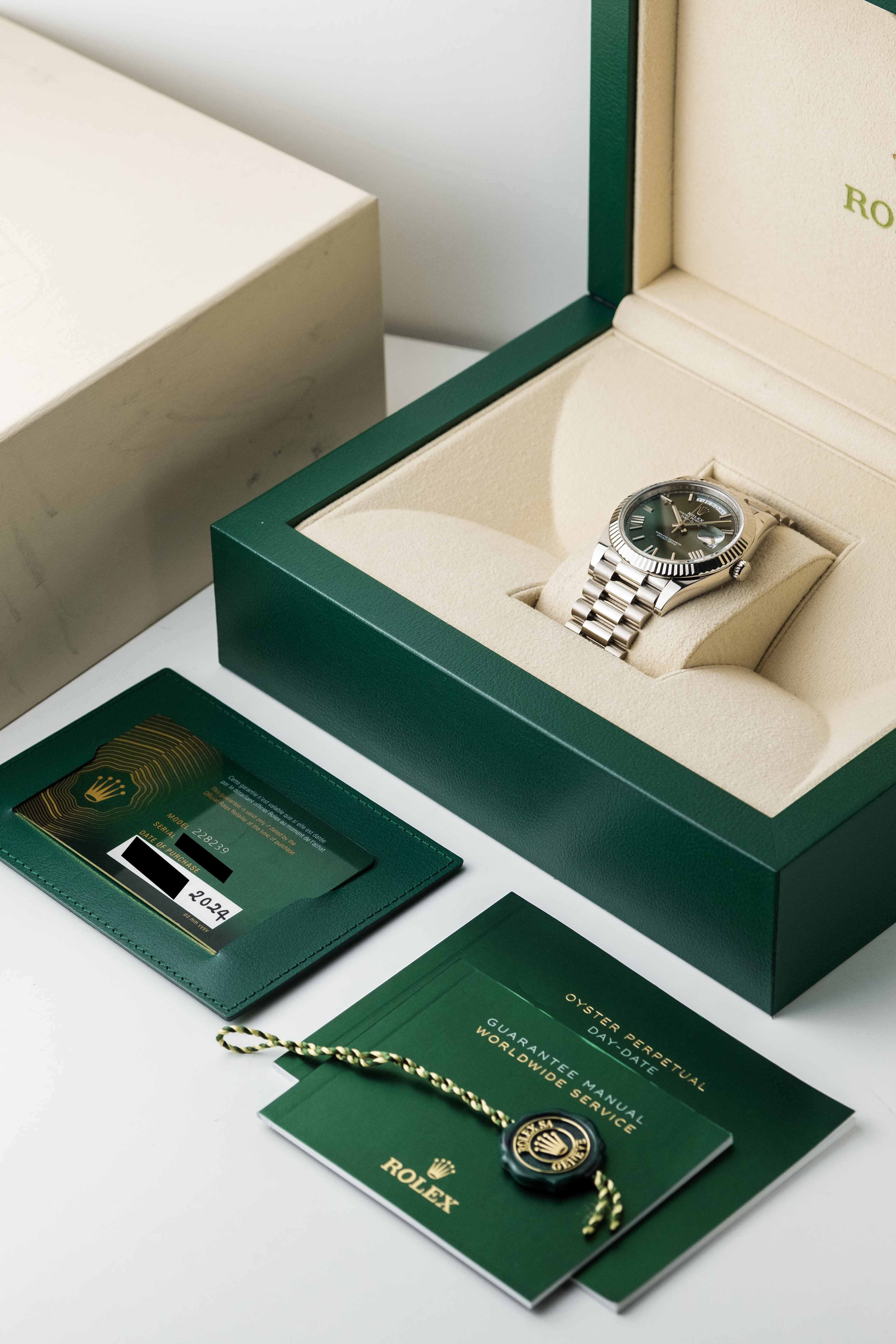 Rolex Day-Date 40 Ref. 228239 'Olive Green' Dial 2024 w/ Box & Papers