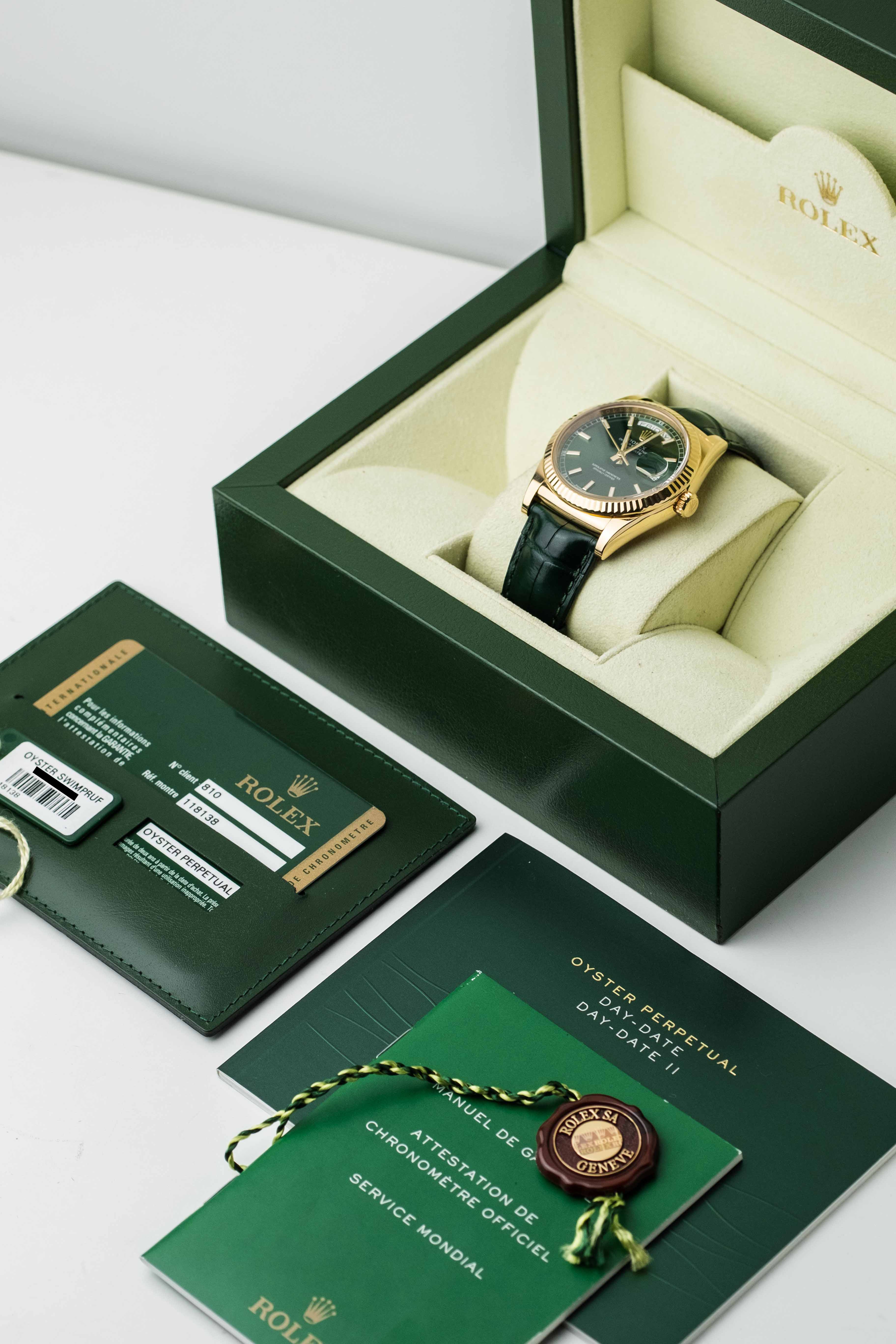 Rolex Day-Date Ref. 118138 'Green' Dial 2015 w/ Box & Papers