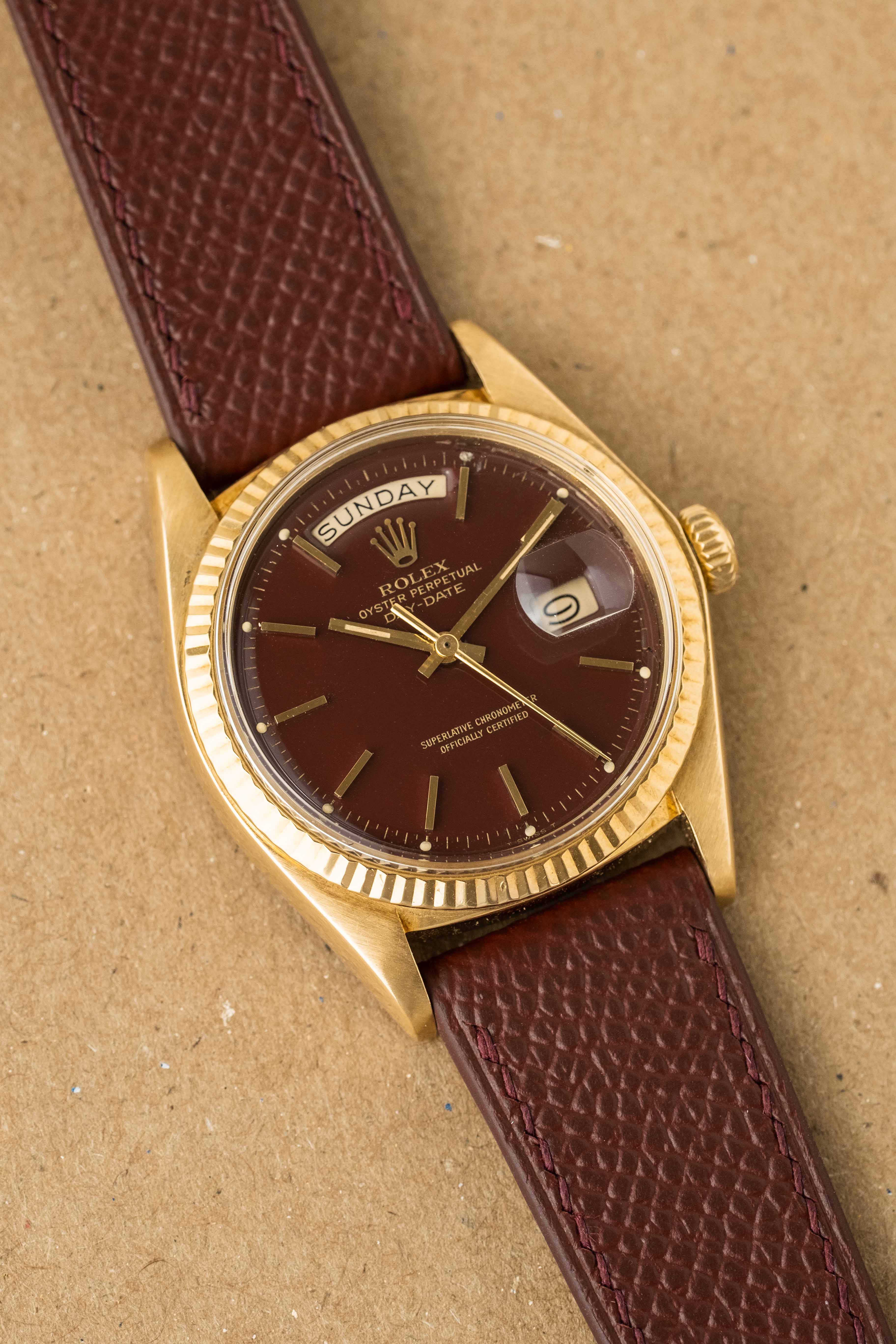 Rolex Day-Date Ref. 1803 'Oxblood Stella' Dial 1976 w/ Box & Papers