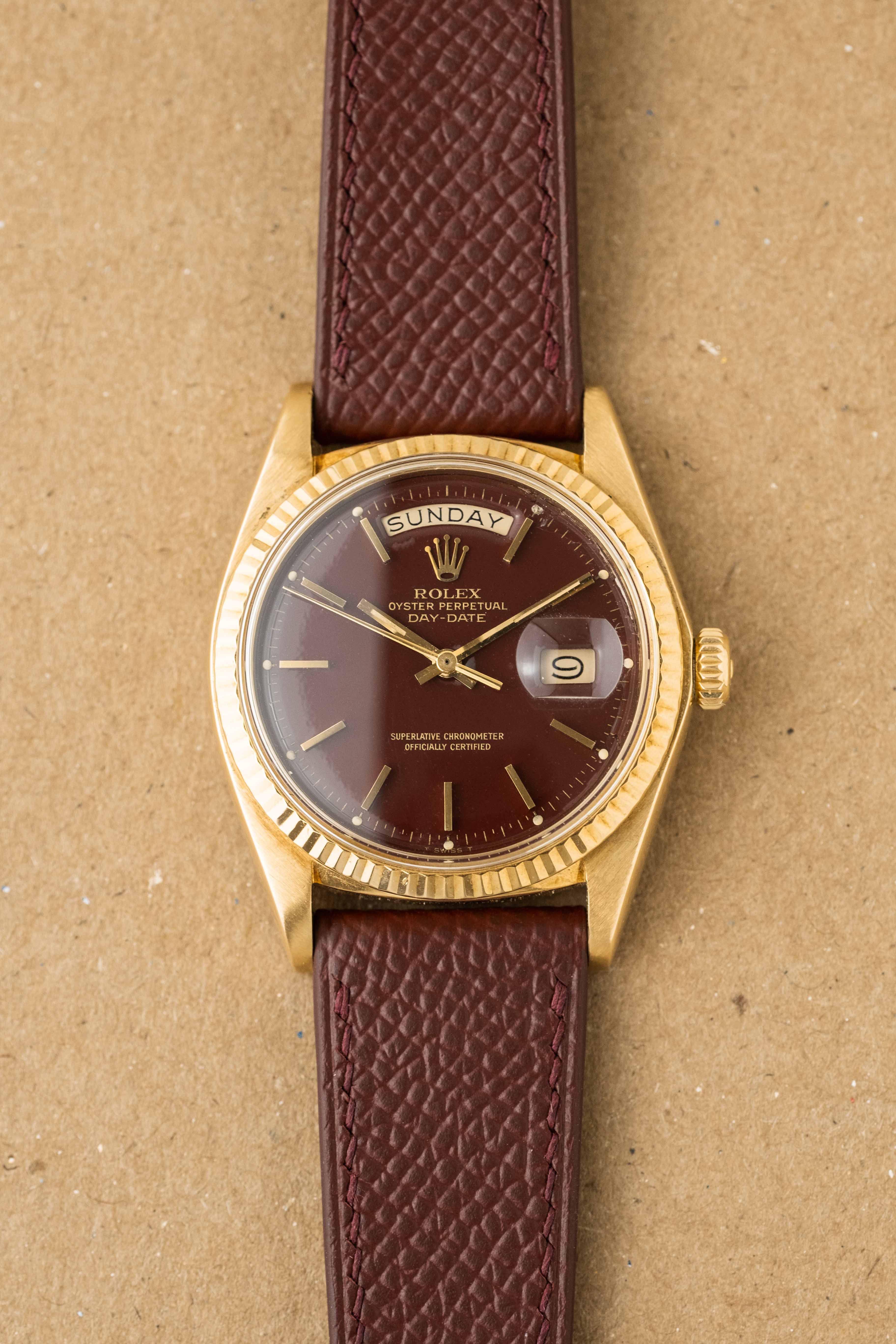 Rolex Day-Date Ref. 1803 'Oxblood Stella' Dial 1976 w/ Box & Papers