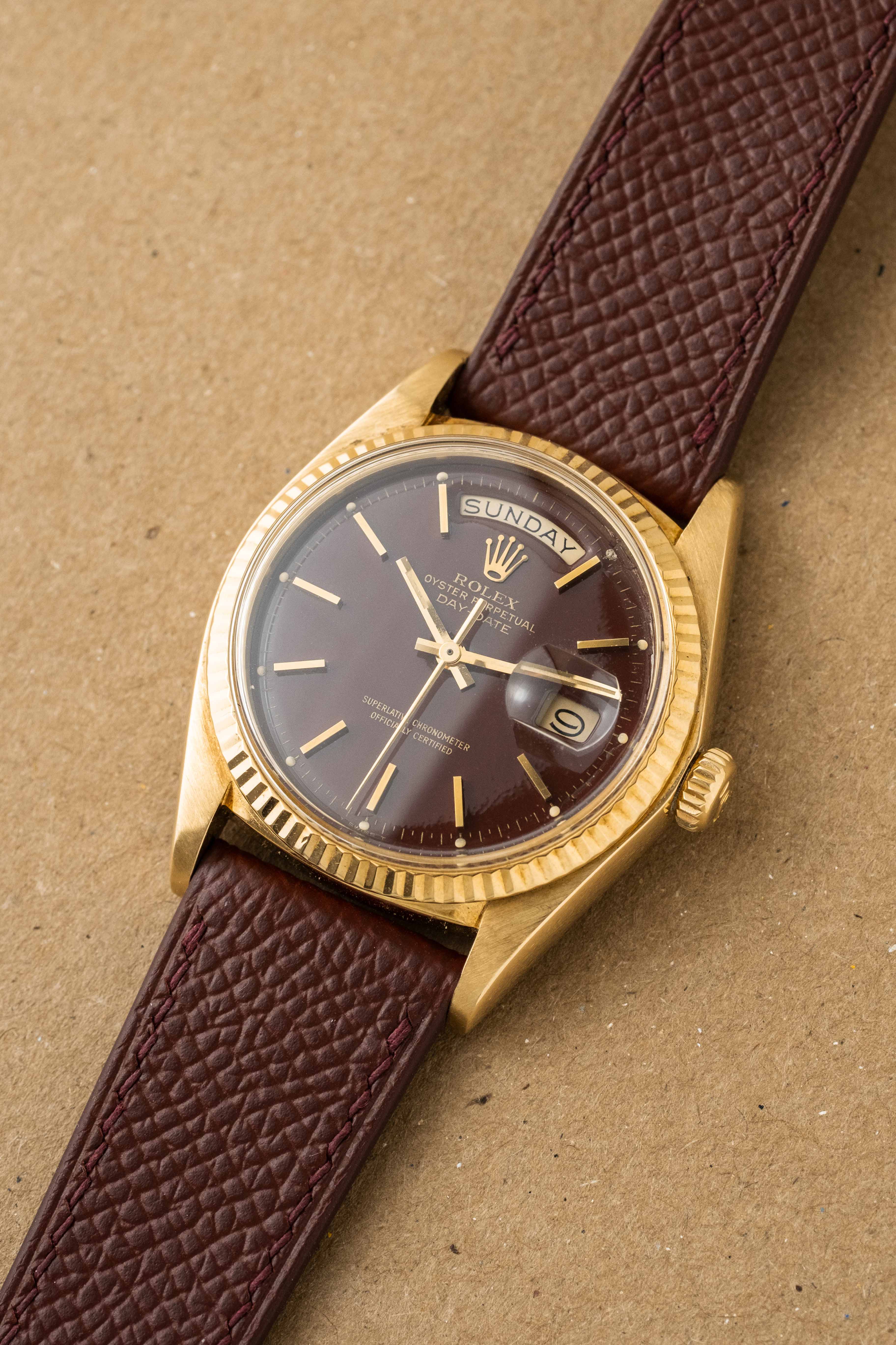 Rolex Day-Date Ref. 1803 'Oxblood Stella' Dial 1976 w/ Box & Papers