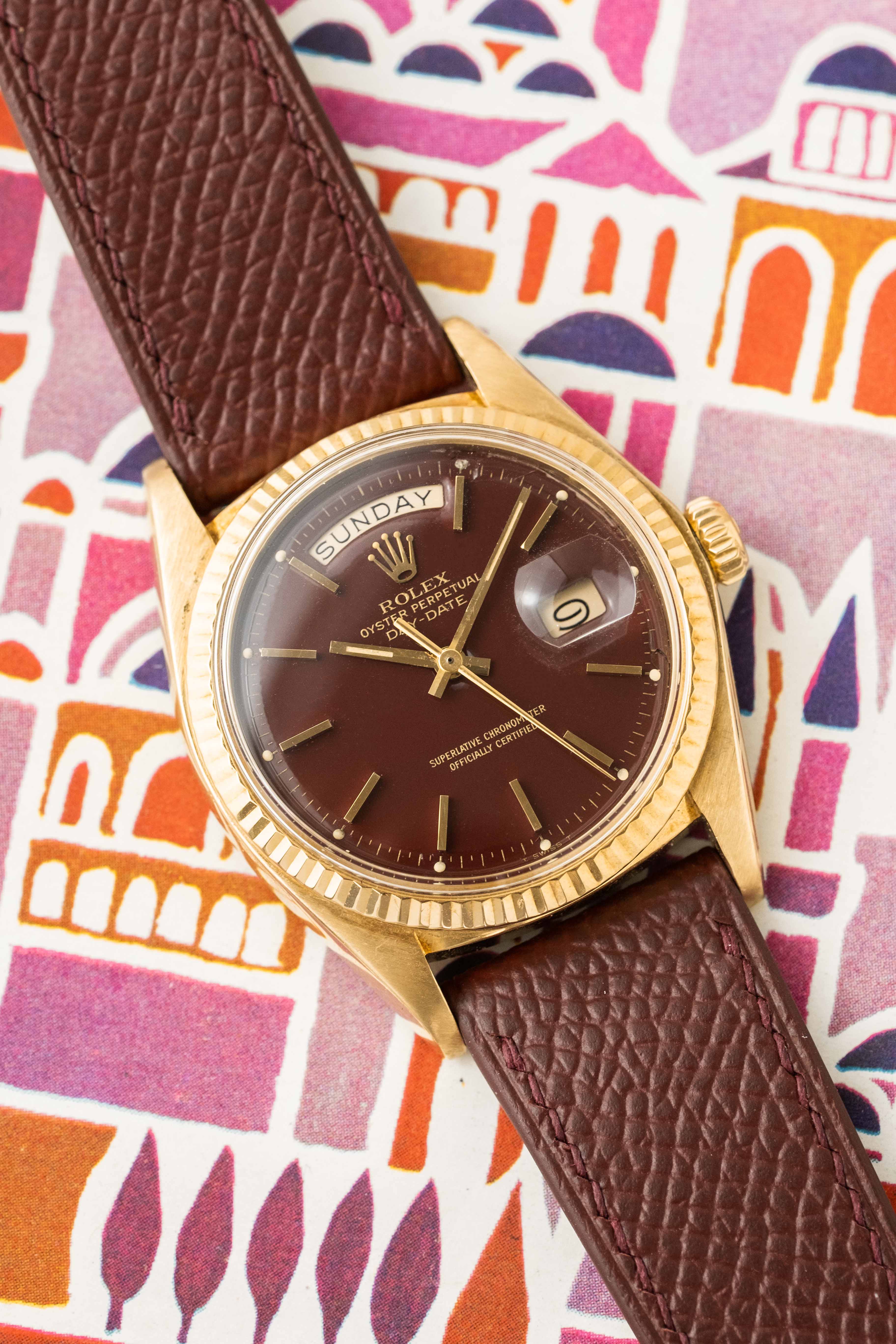 Rolex Day-Date Ref. 1803 'Oxblood Stella' Dial 1976 w/ Box & Papers