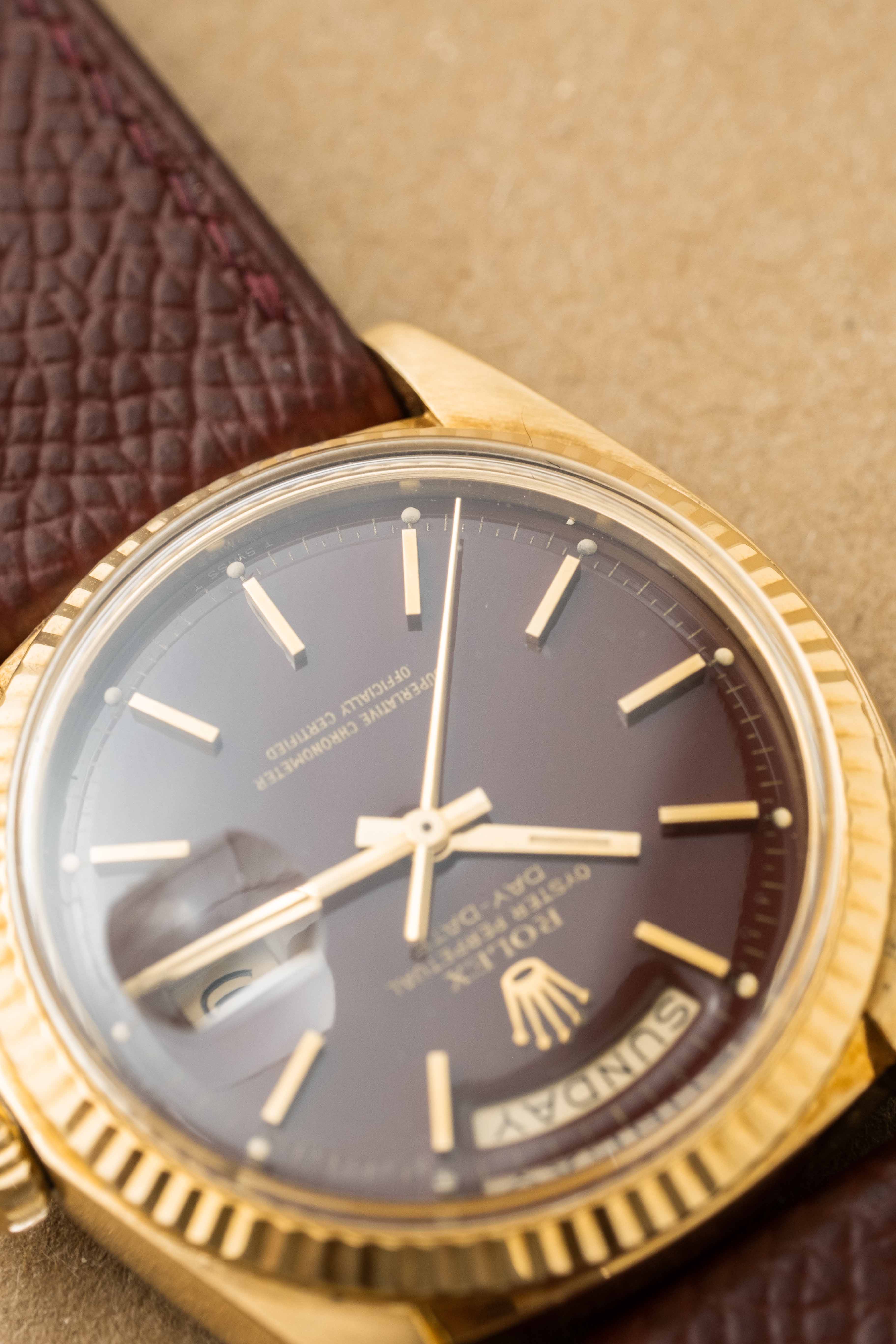 Rolex Day-Date Ref. 1803 'Oxblood Stella' Dial 1976 w/ Box & Papers