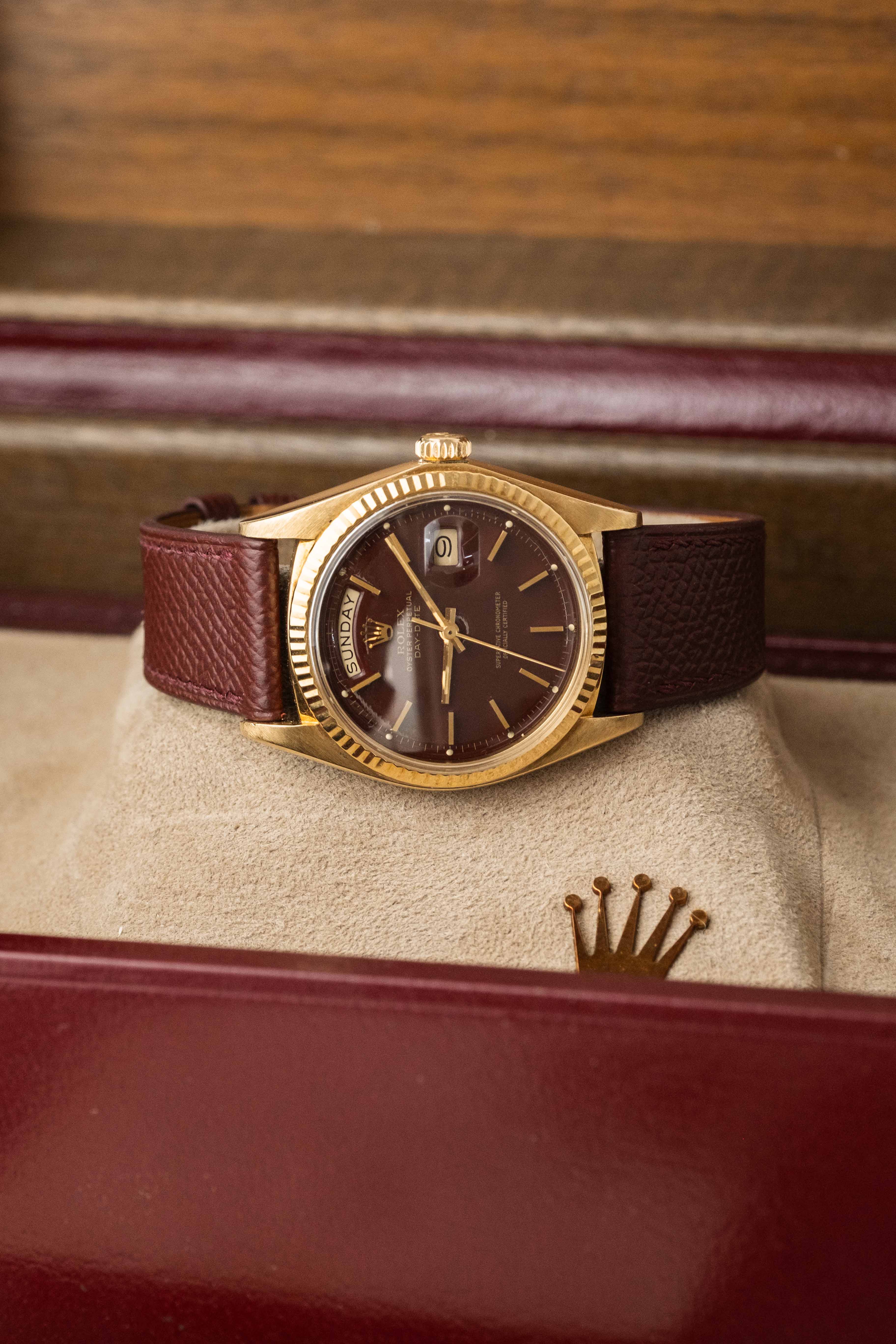 Rolex Day-Date Ref. 1803 'Oxblood Stella' Dial 1976 w/ Box & Papers