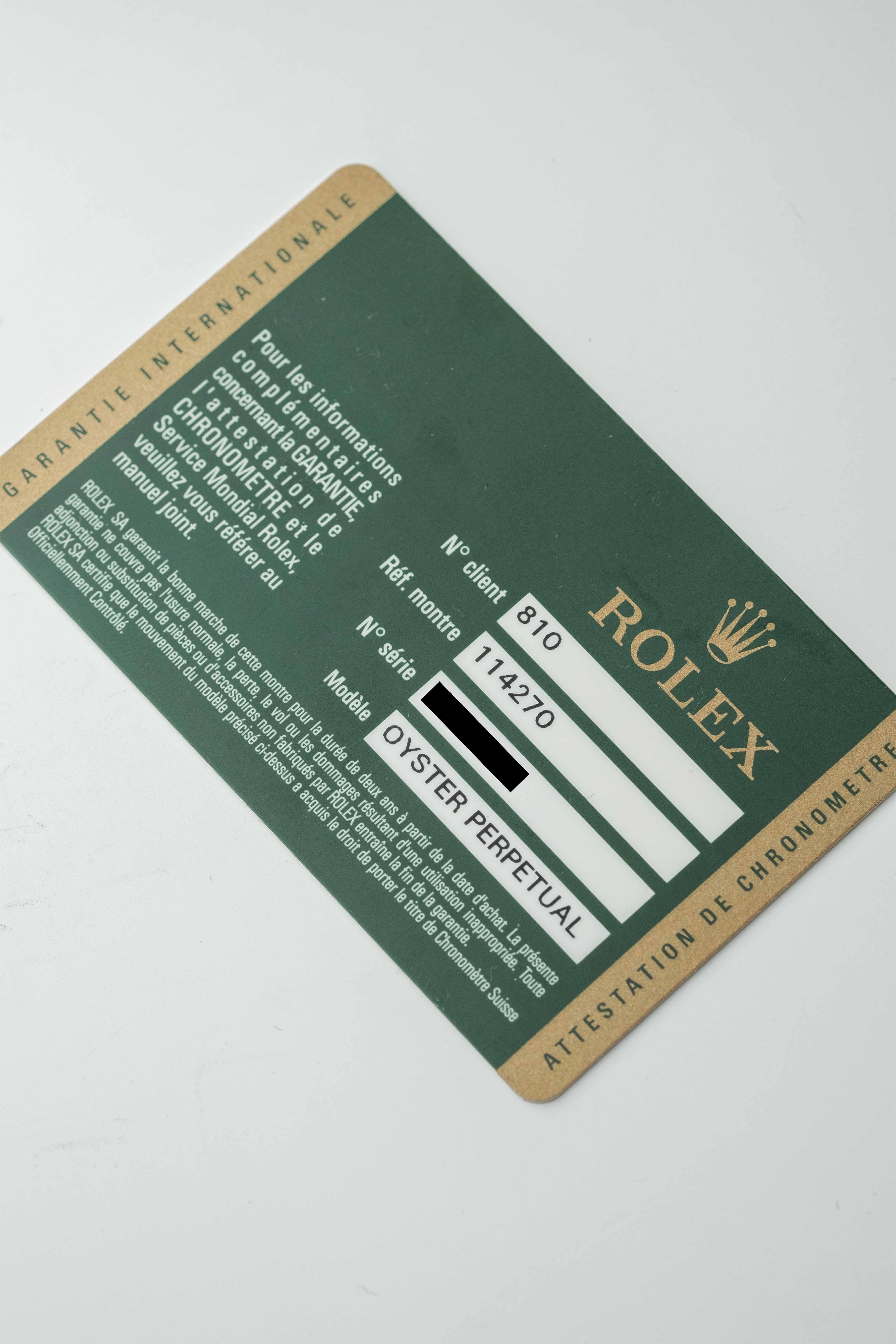 Rolex Explorer I Ref. 114270 'Engraved Rehaut' 2009 w/ Box & Papers